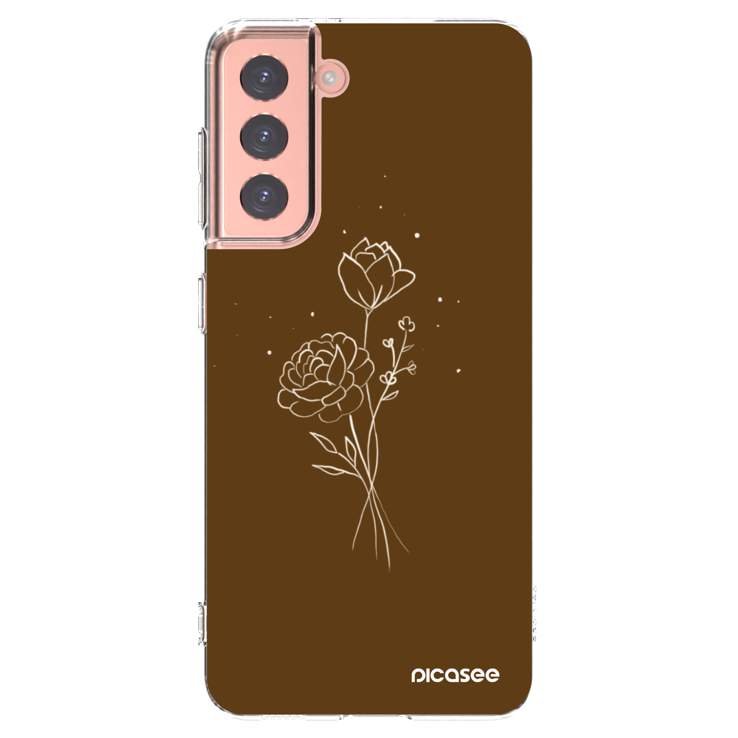 Picasee silikonska prozirna maskica za Samsung Galaxy S21 5G G991B - Brown flowers