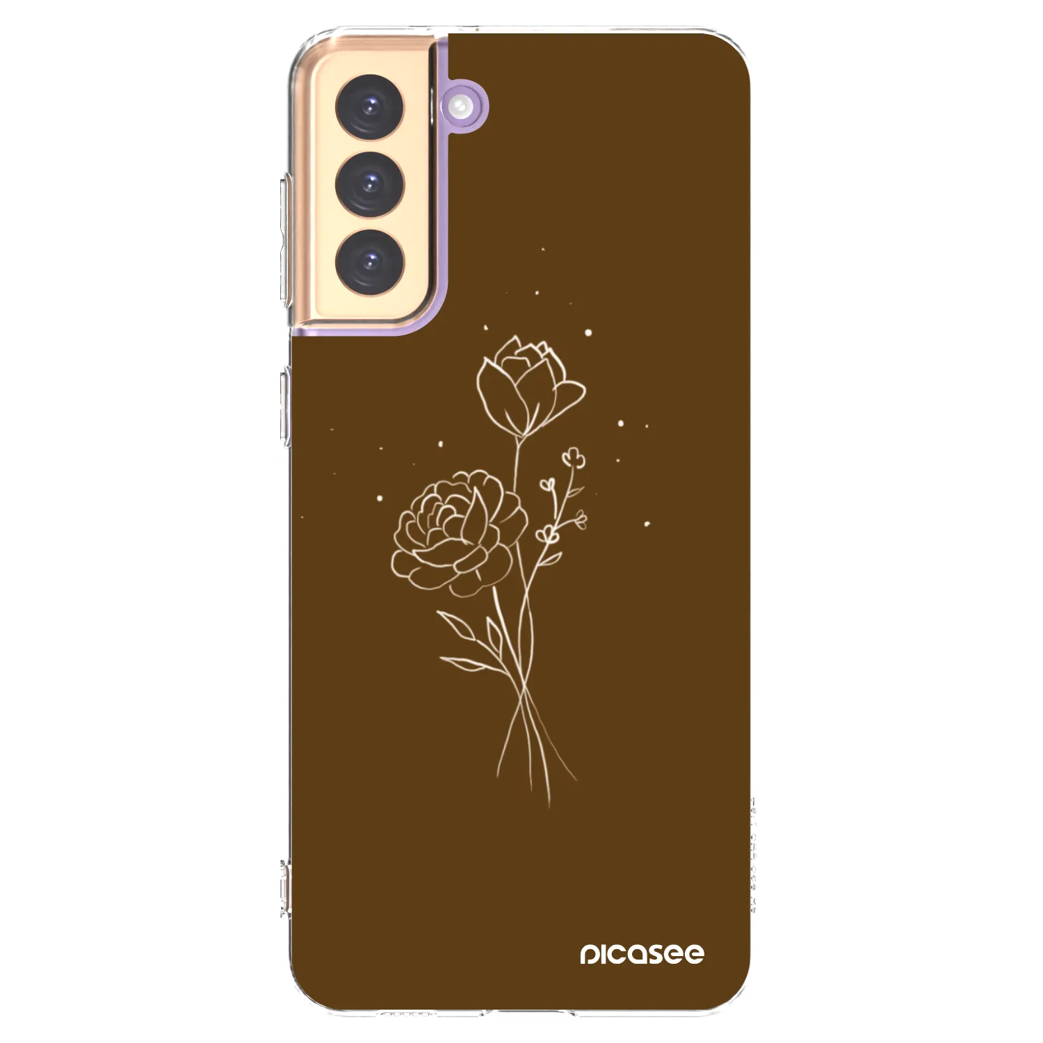 Picasee silikonska prozirna maskica za Samsung Galaxy S21+ 5G G996F - Brown flowers
