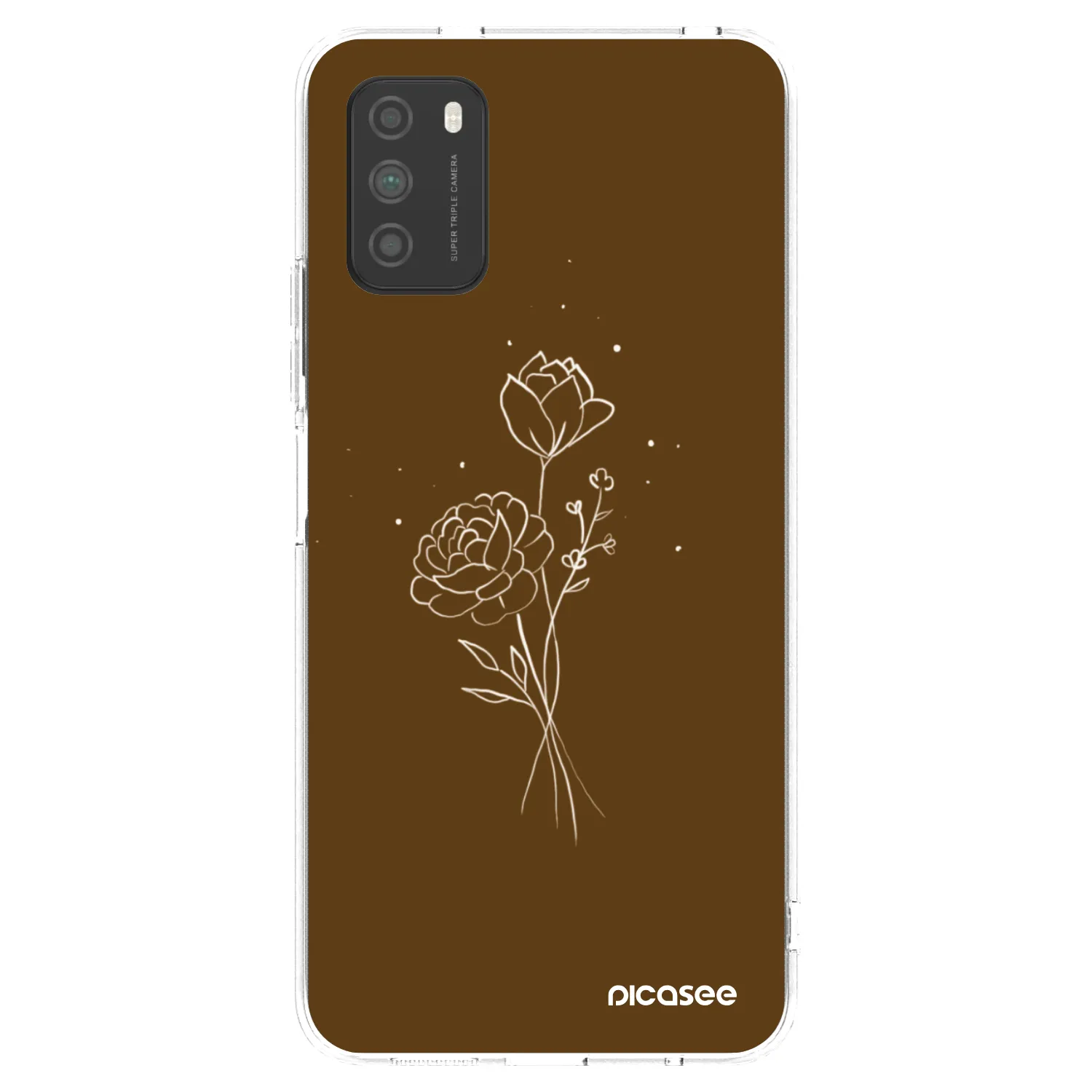 Picasee silikonska prozirna maskica za Xiaomi Poco M3 - Brown flowers