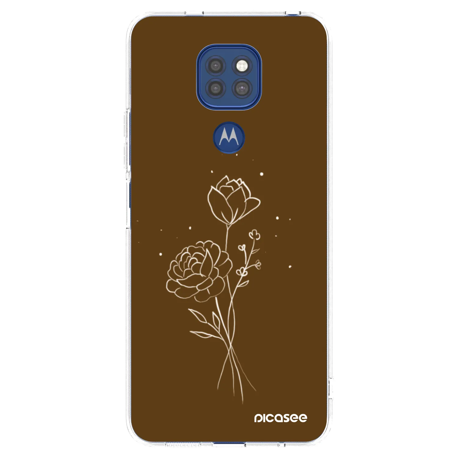 Picasee silikonska prozirna maskica za Motorola Moto G9 Play - Brown flowers