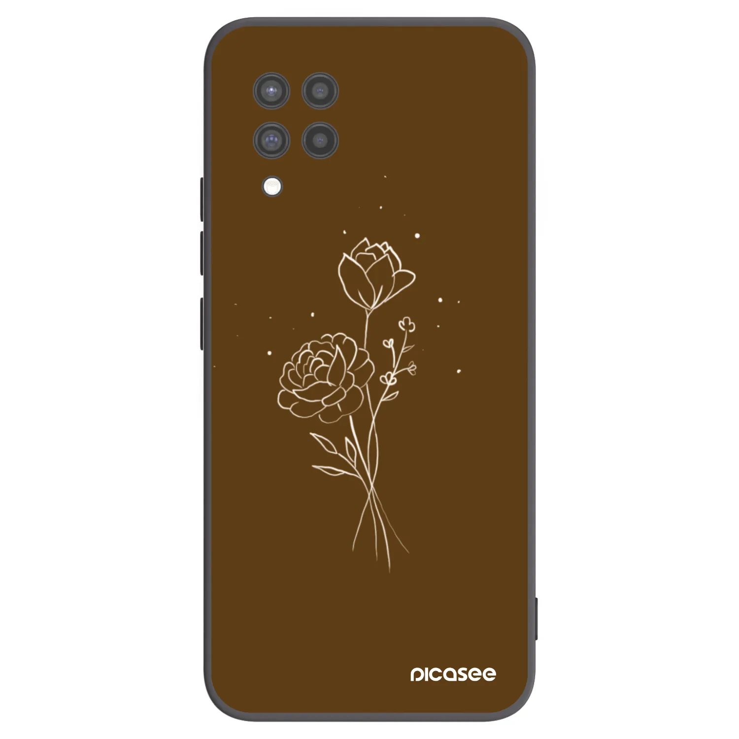 Picasee crna silikonska maskica za Samsung Galaxy A42 A426B - Brown flowers