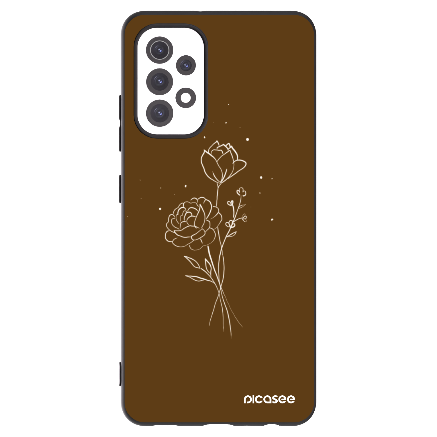 Picasee crna silikonska maskica za Samsung Galaxy A32 5G A326B - Brown flowers