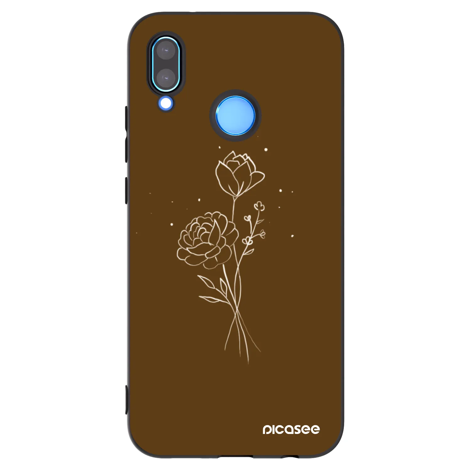 Picasee crna silikonska maskica za Huawei P20 Lite - Brown flowers