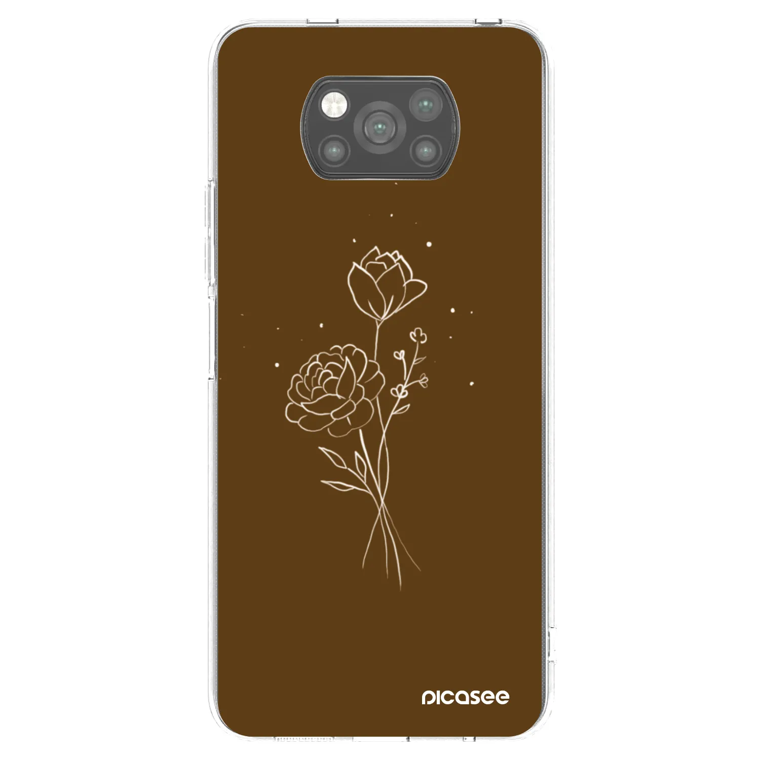 Picasee crna silikonska maskica za Xiaomi Poco X3 Pro - Brown flowers