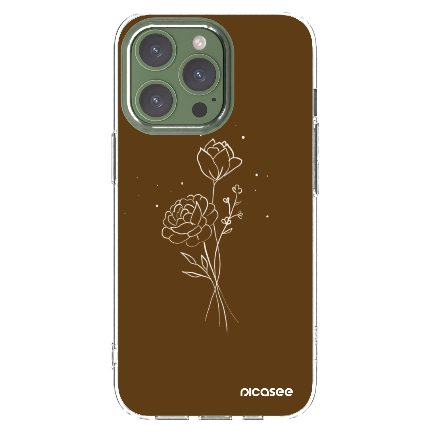 Picasee silikonska prozirna maskica za Apple iPhone 13 Pro - Brown flowers