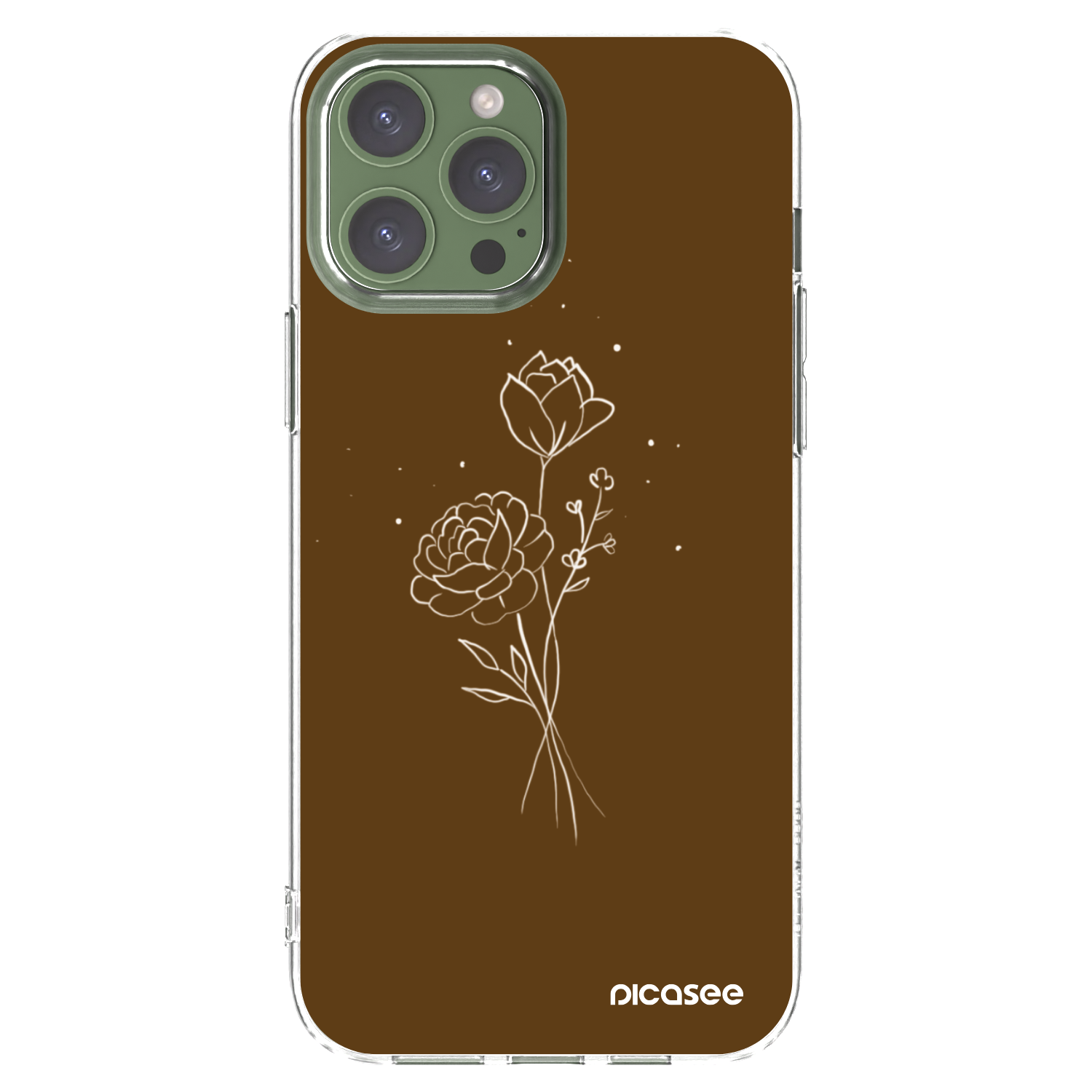Picasee silikonska prozirna maskica za Apple iPhone 13 Pro Max - Brown flowers