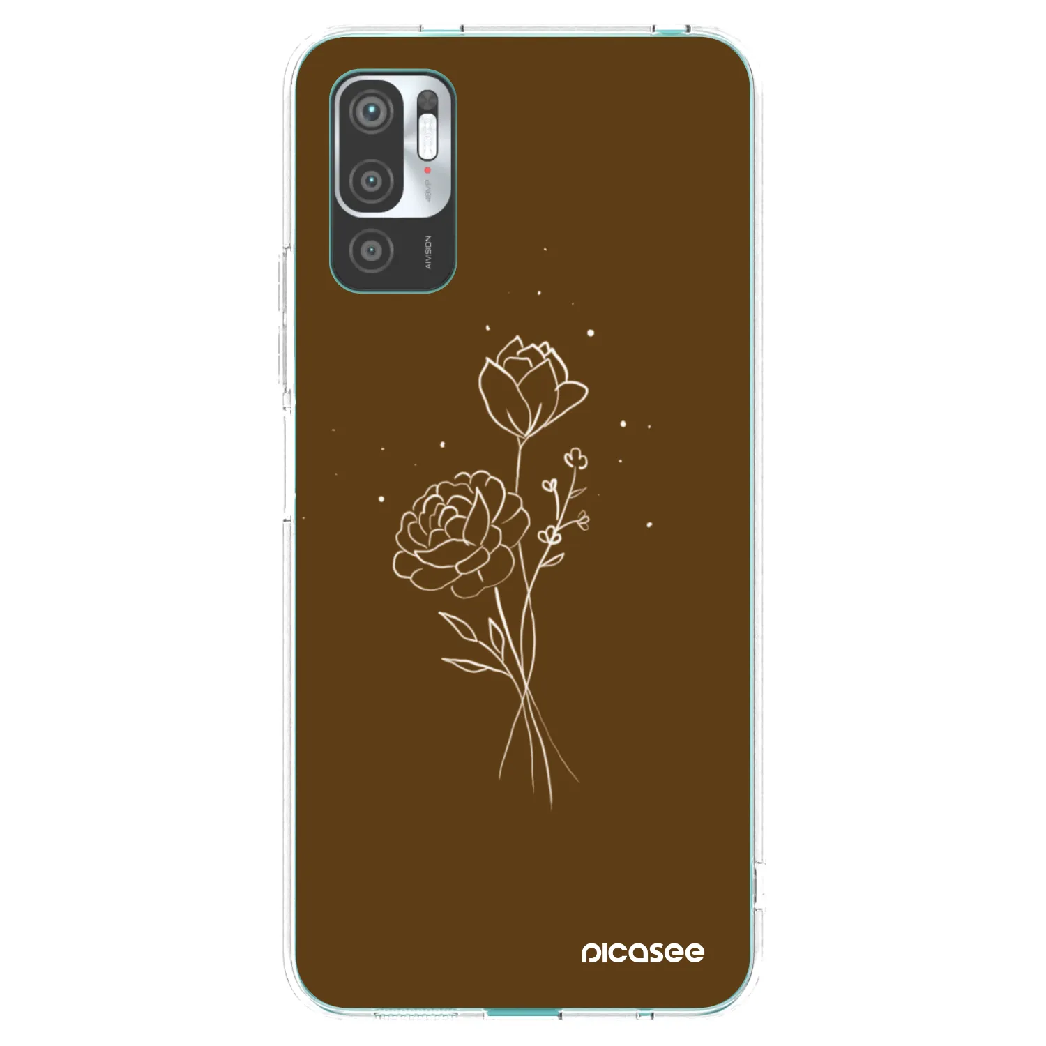 Picasee silikonska prozirna maskica za Xiaomi Redmi Note 10 5G - Brown flowers