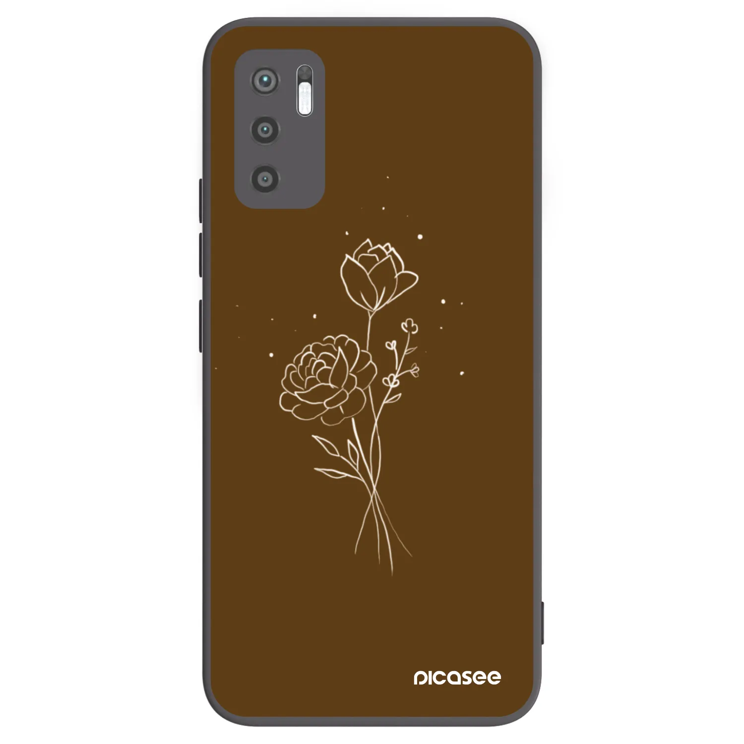 Picasee crna silikonska maskica za Xiaomi Redmi Note 10 5G - Brown flowers