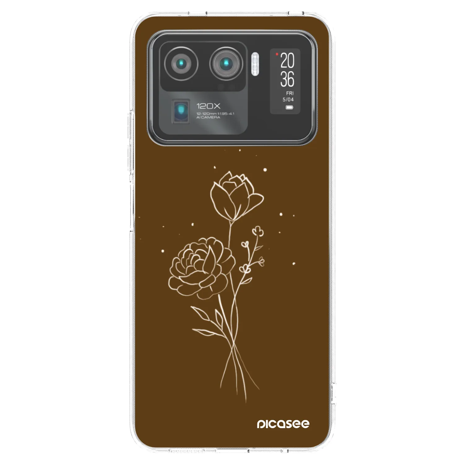 Picasee silikonska prozirna maskica za Xiaomi Mi 11 Ultra - Brown flowers