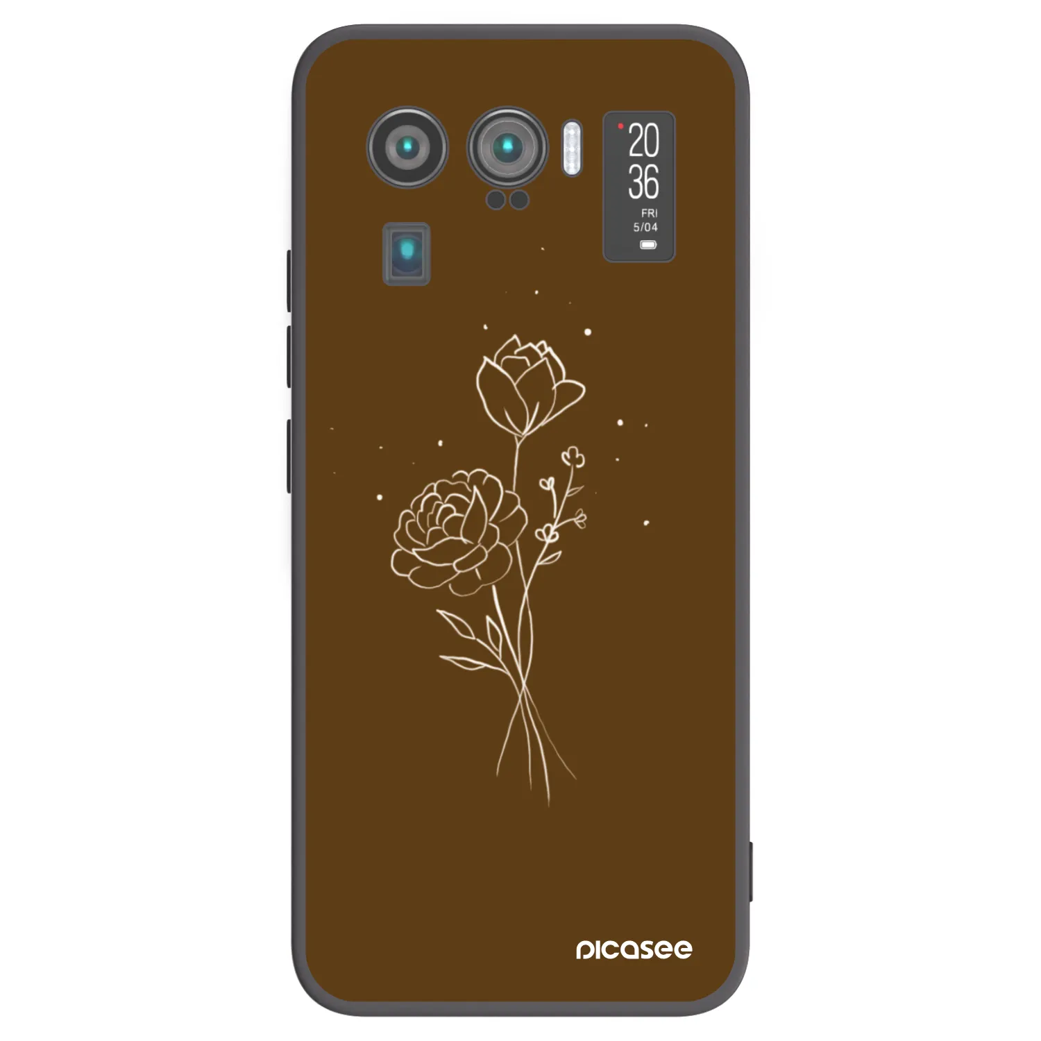 Picasee crna silikonska maskica za Xiaomi Mi 11 Ultra - Brown flowers