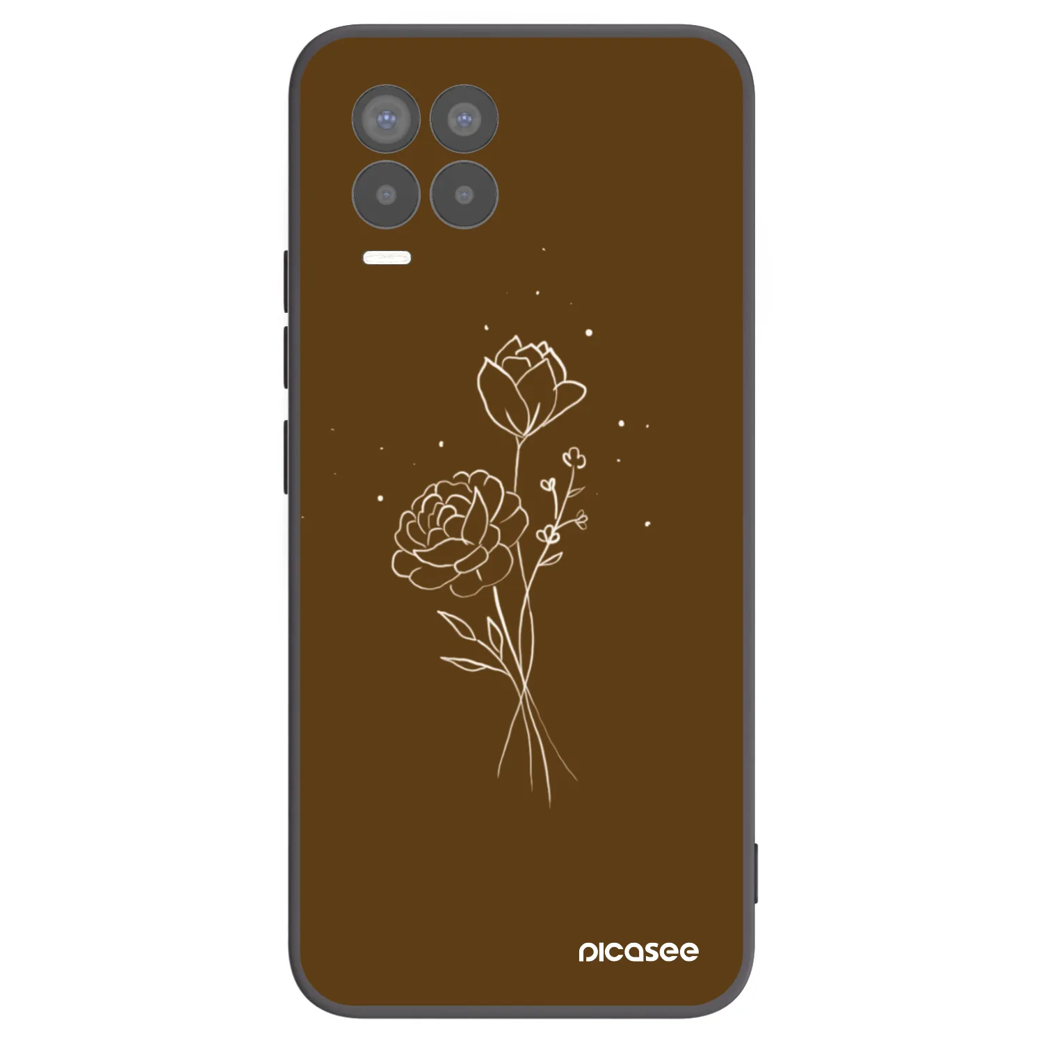 Picasee crna silikonska maskica za Realme 8 4G - Brown flowers