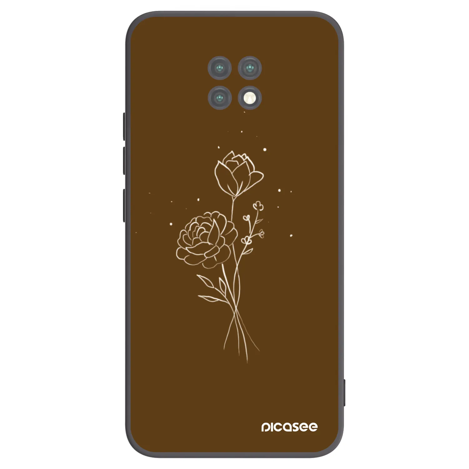 Picasee crna silikonska maskica za Xiaomi Redmi Note 9T - Brown flowers