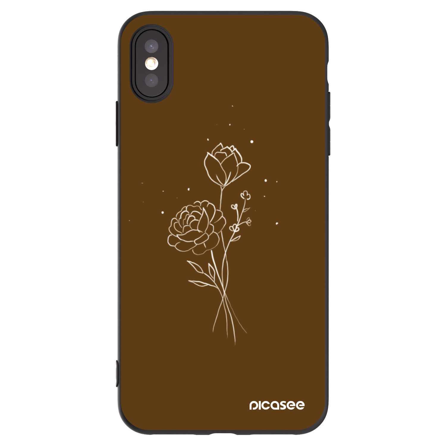 Picasee crna silikonska maskica za Apple iPhone XS Max - Brown flowers