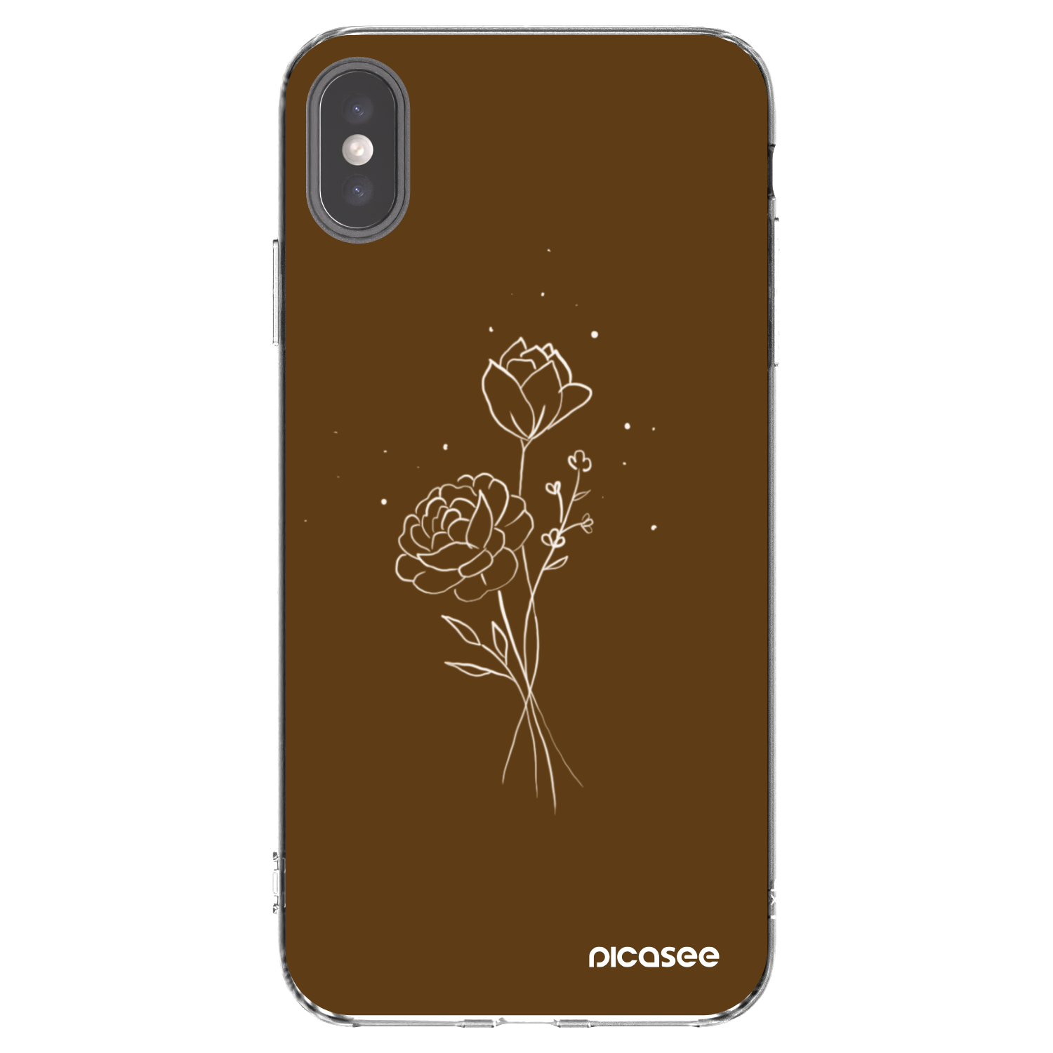 Picasee silikonska prozirna maskica za Apple iPhone XS Max - Brown flowers