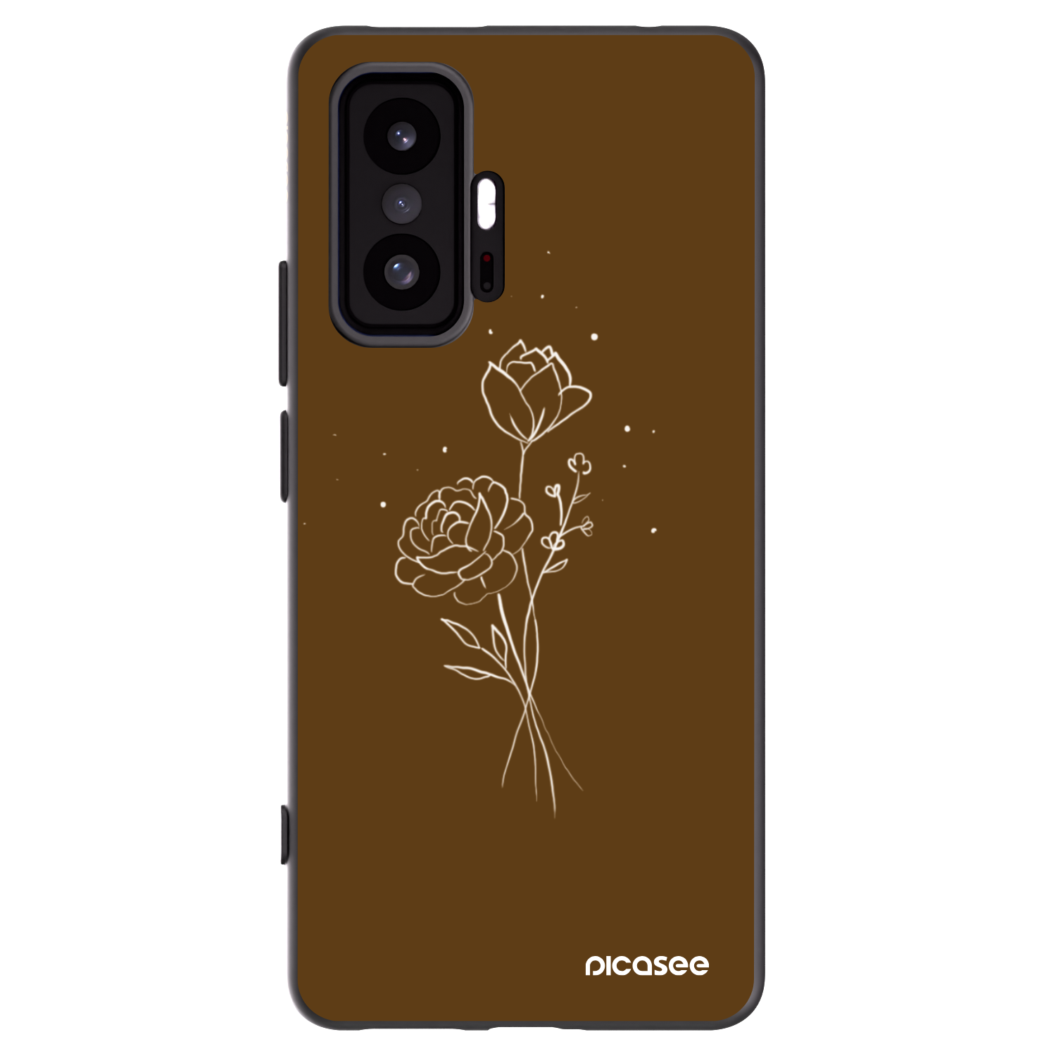 Picasee crna silikonska maskica za Xiaomi 11T Pro - Brown flowers