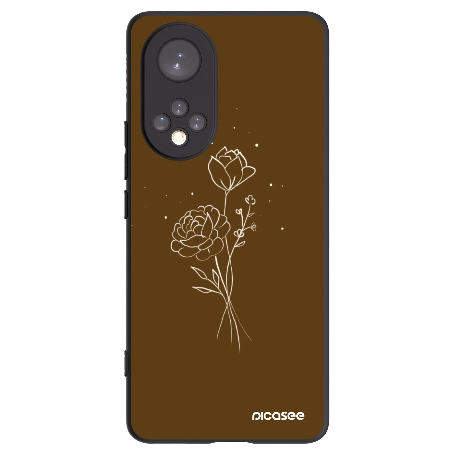 Picasee crna silikonska maskica za Honor 50 5G - Brown flowers