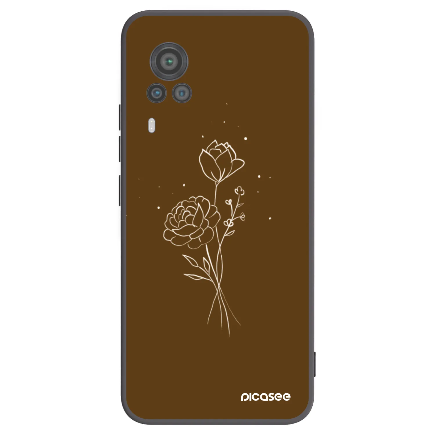 Picasee crna silikonska maskica za Vivo X60 Pro 5G - Brown flowers