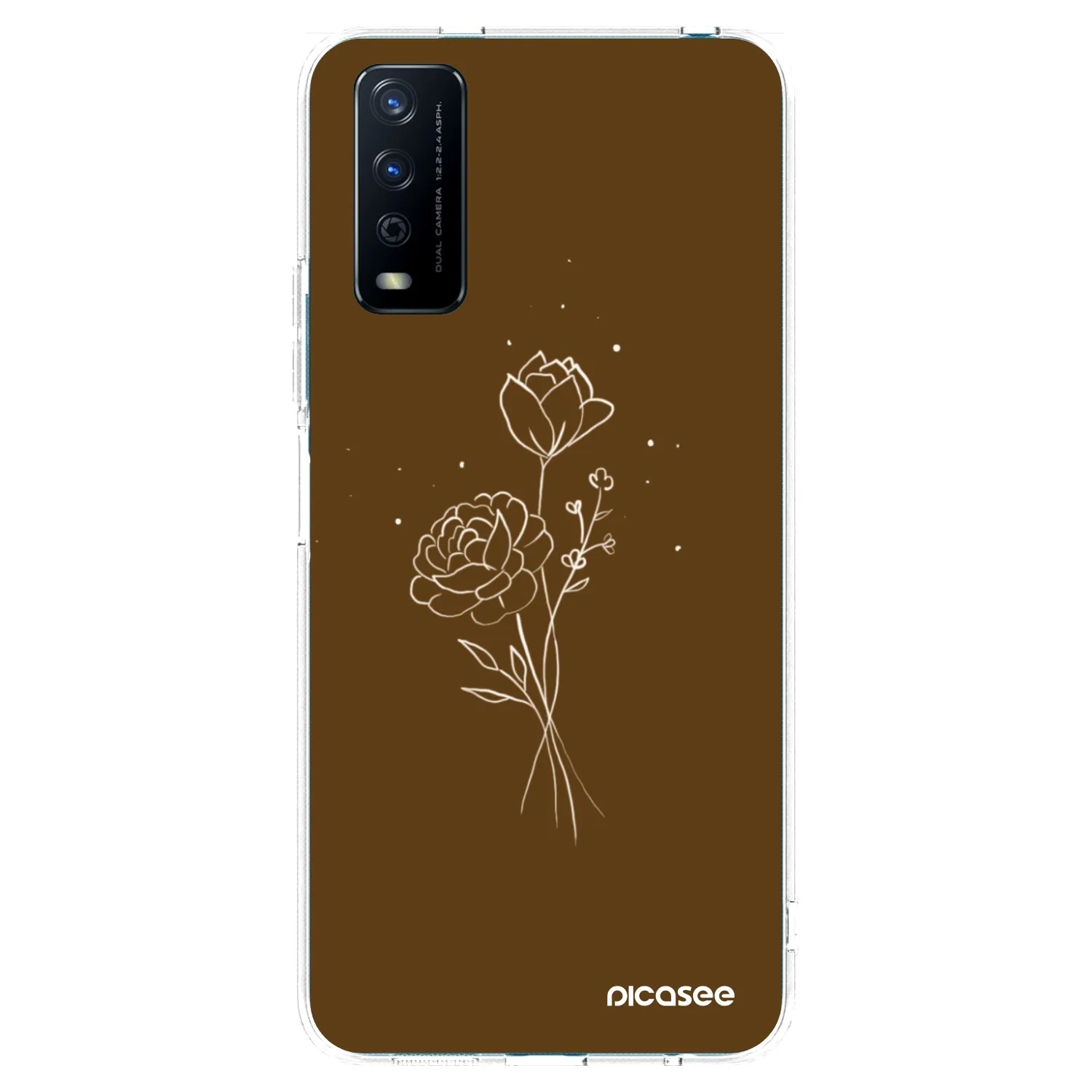 Picasee silikonska prozirna maskica za Vivo Y11s - Brown flowers