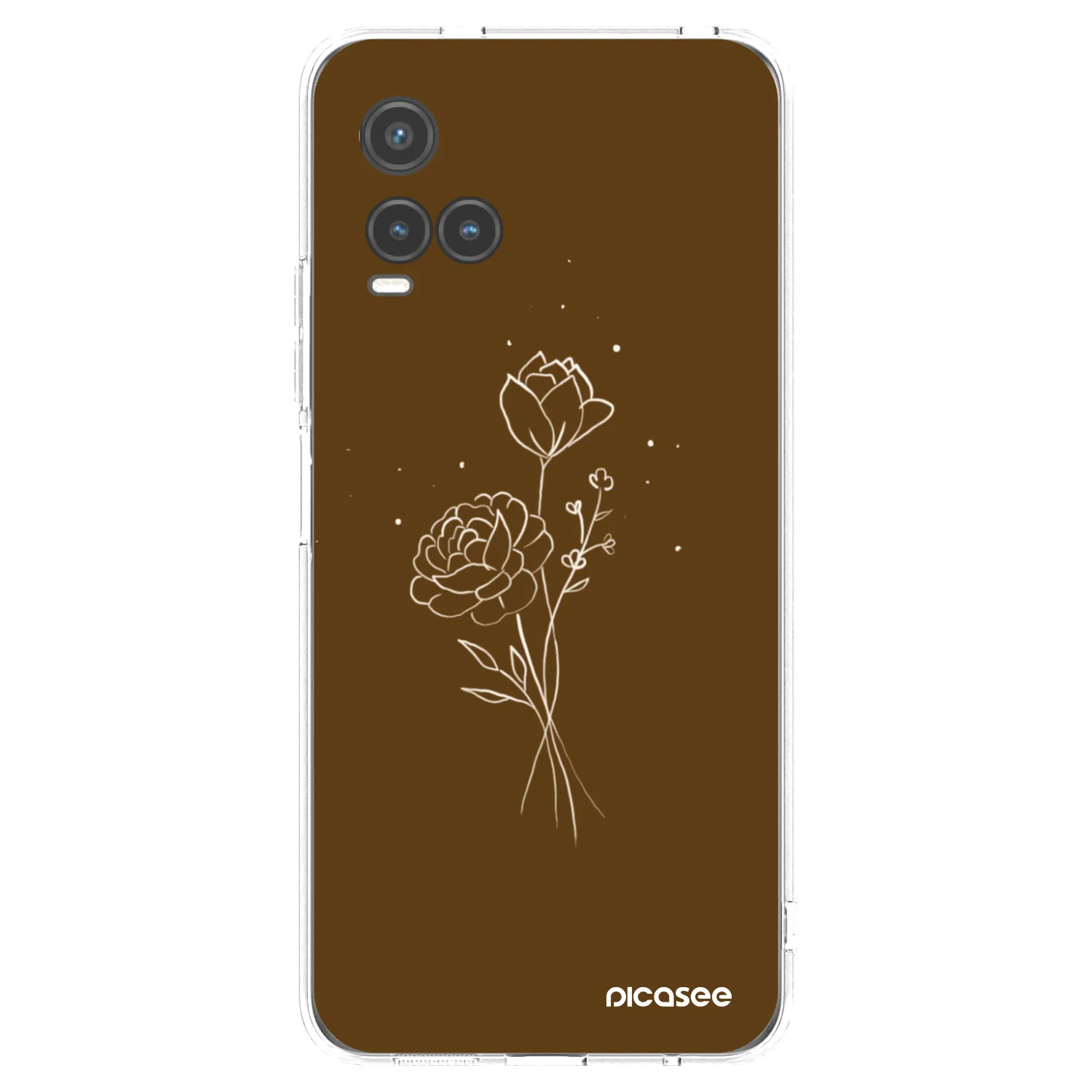 Picasee silikonska prozirna maskica za Vivo Y33s - Brown flowers