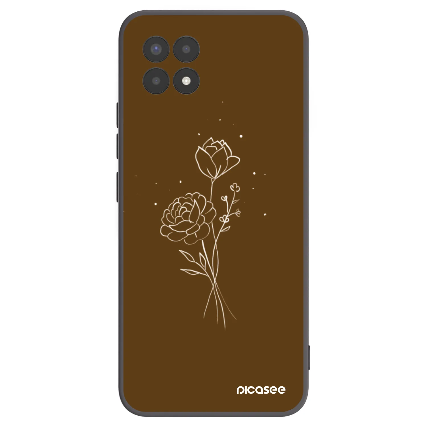Picasee crna silikonska maskica za Realme 8i - Brown flowers