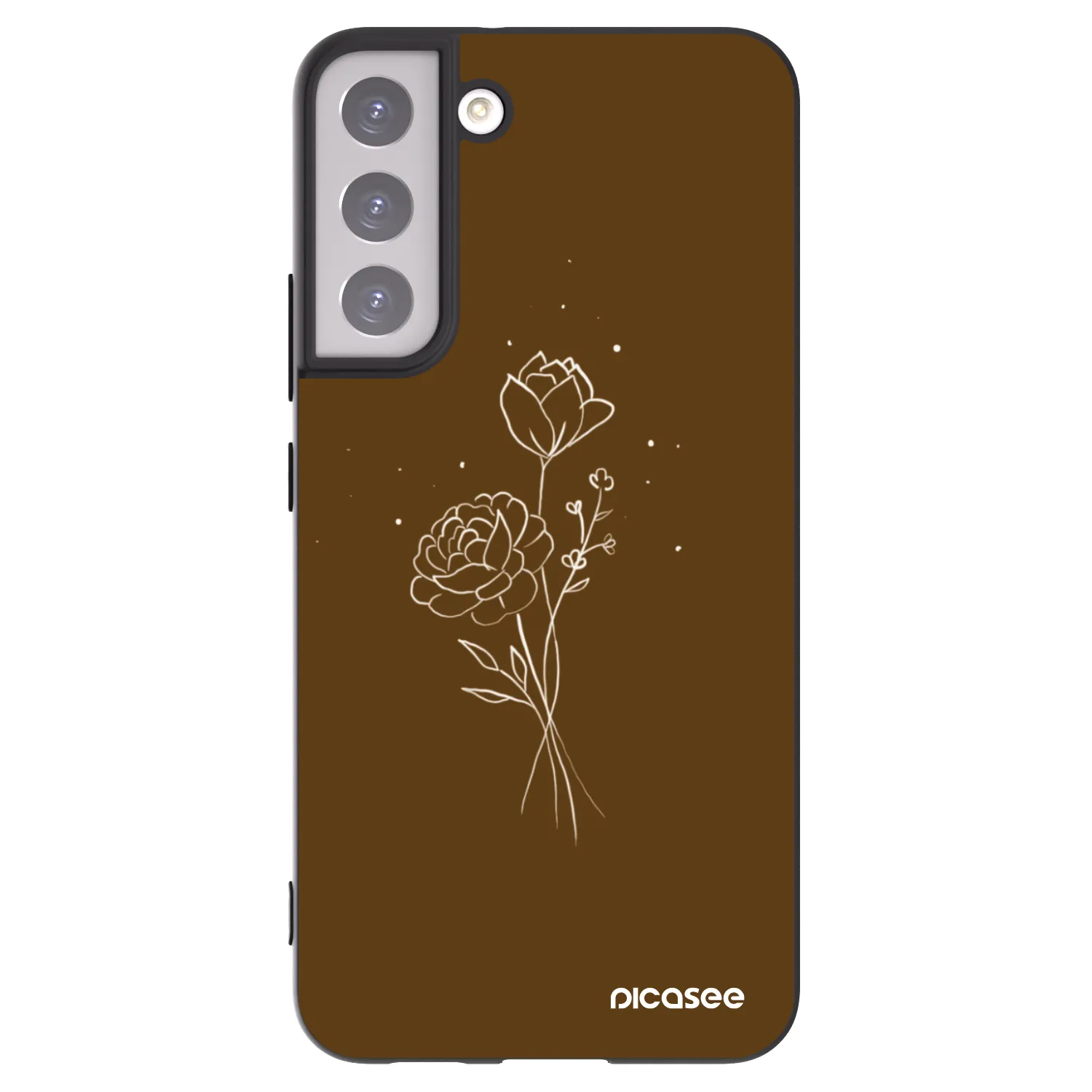 Picasee crna silikonska maskica za Samsung Galaxy S22+ 5G - Brown flowers