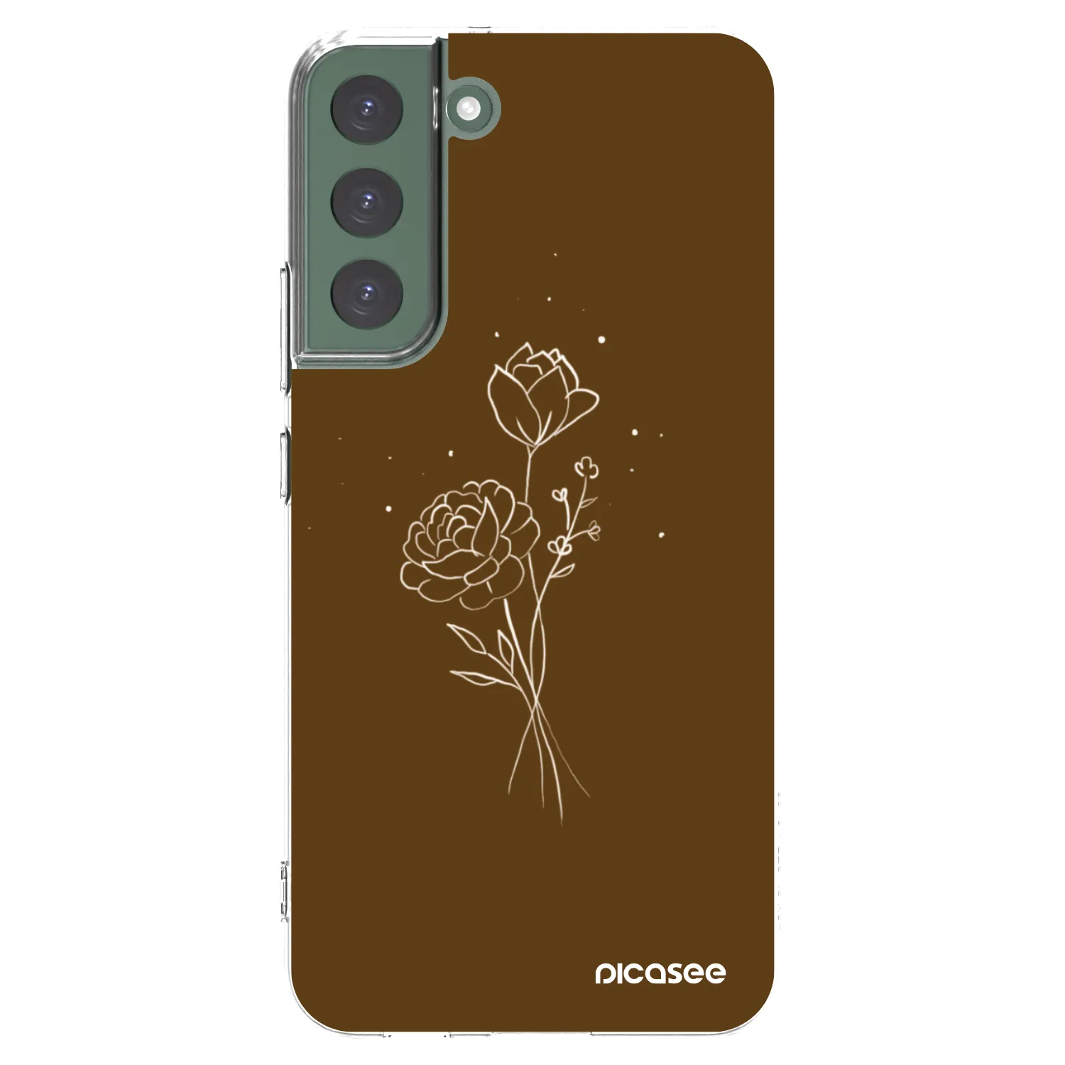 Picasee silikonska prozirna maskica za Samsung Galaxy S22+ 5G - Brown flowers