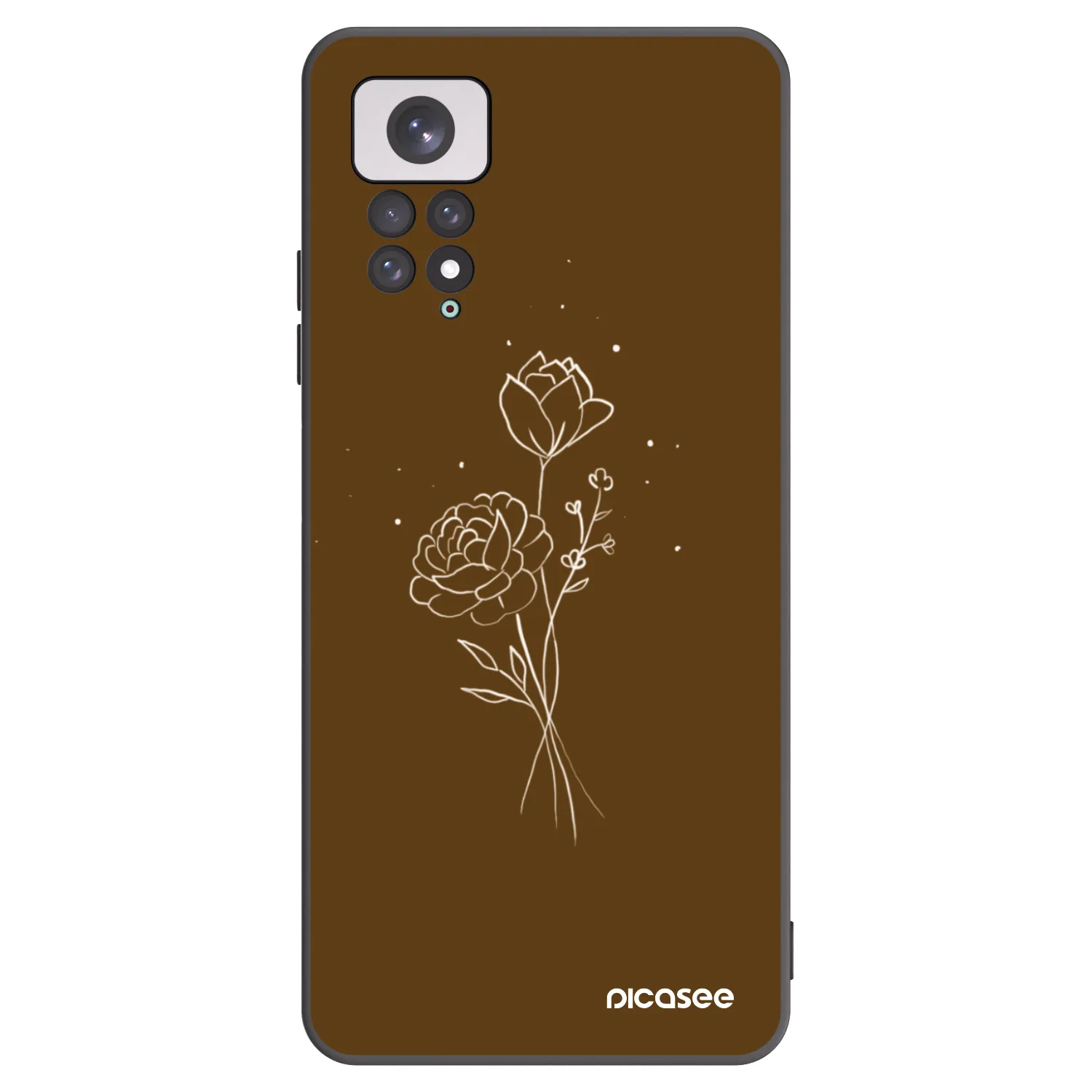 Picasee crna silikonska maskica za Xiaomi Redmi Note 11 - Brown flowers