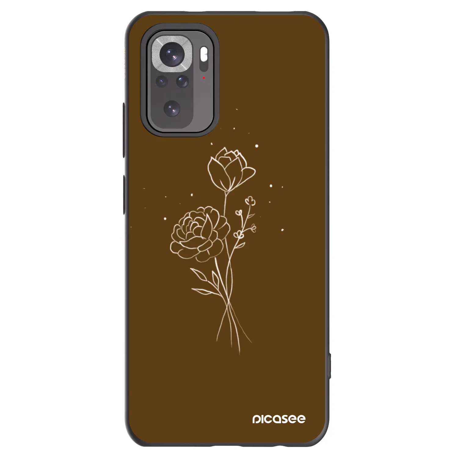 Picasee crna silikonska maskica za Xiaomi Redmi Note 11S 4G - Brown flowers