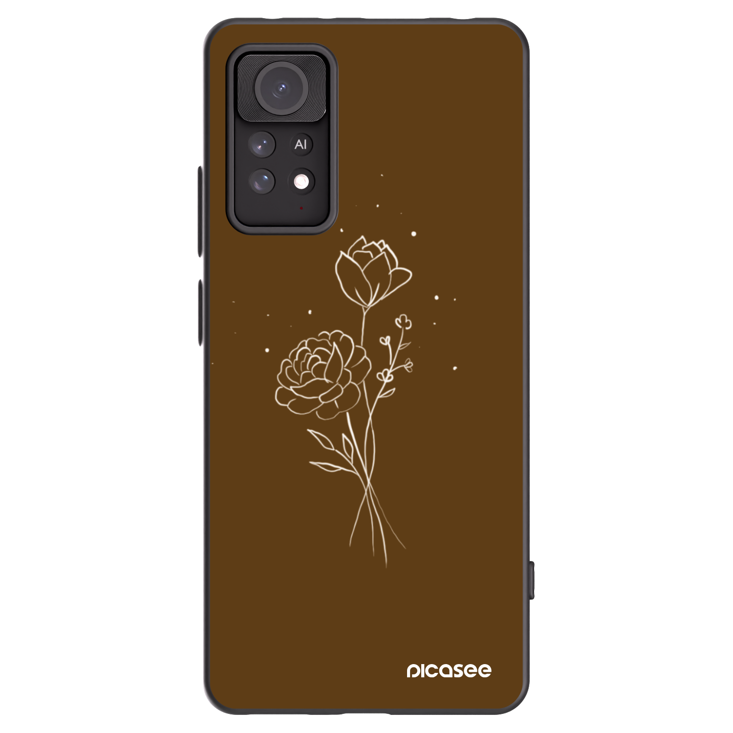 Picasee crna silikonska maskica za Xiaomi Redmi Note 11 Pro 5G - Brown flowers