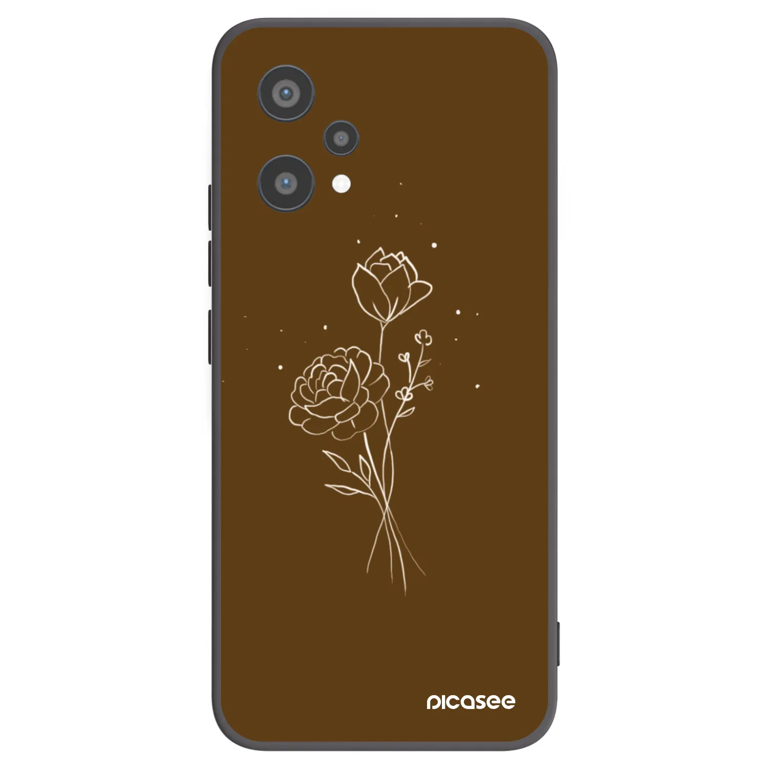 Picasee crna silikonska maskica za Realme 9 Pro 5G - Brown flowers