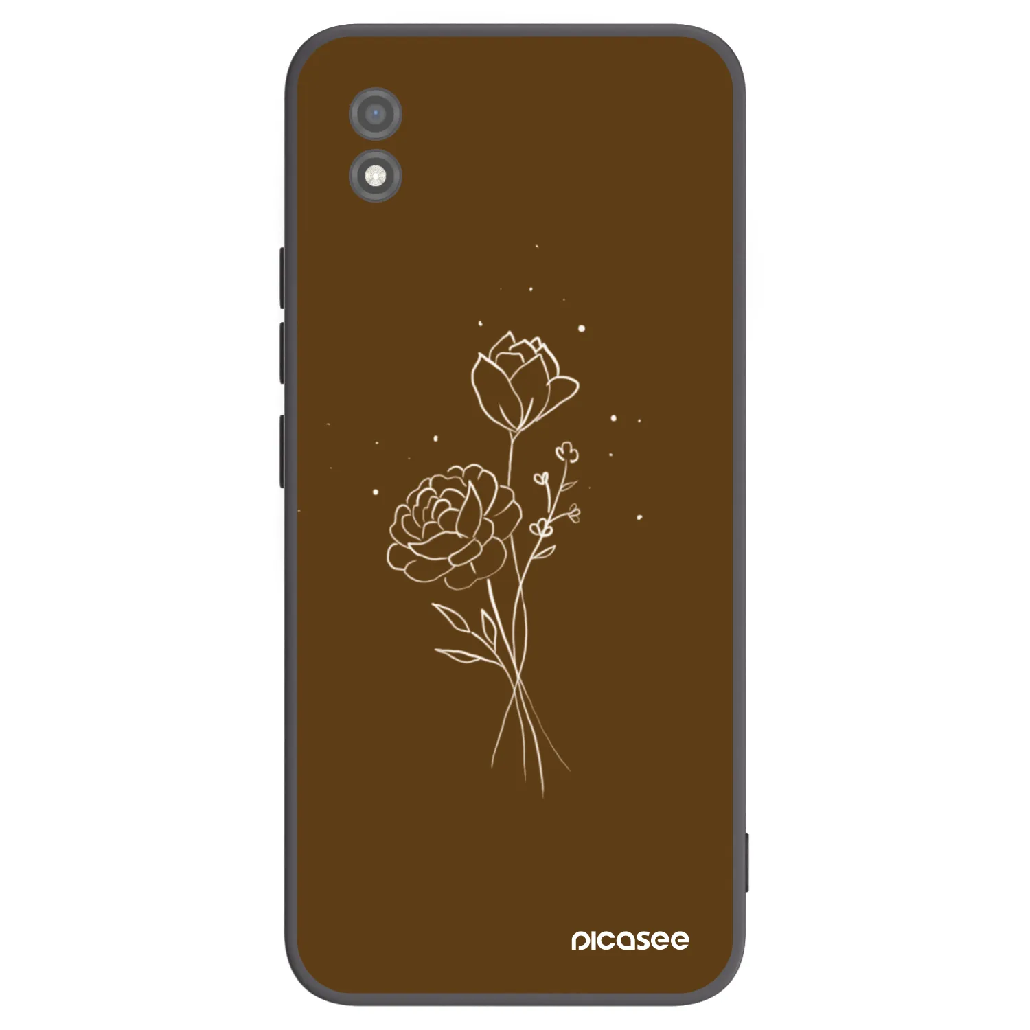 Picasee crna silikonska maskica za Realme C11 (2021) - Brown flowers