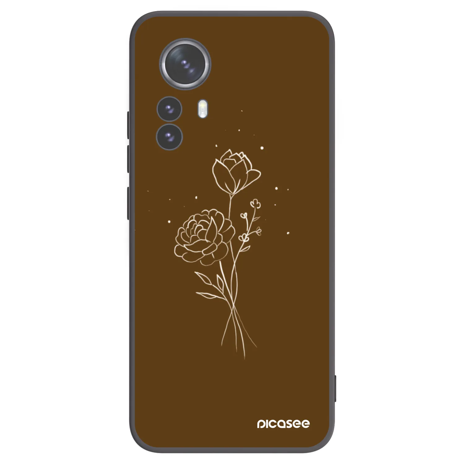 Picasee crna silikonska maskica za Xiaomi 12 Pro - Brown flowers