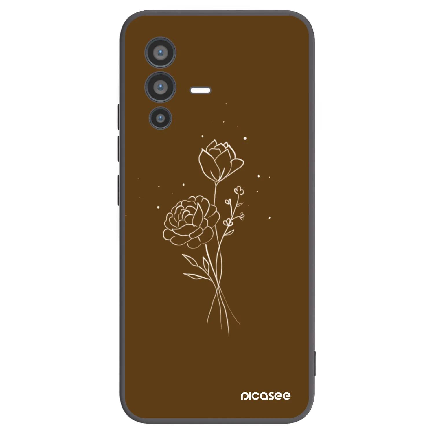 Picasee crna silikonska maskica za Vivo V23 5G - Brown flowers