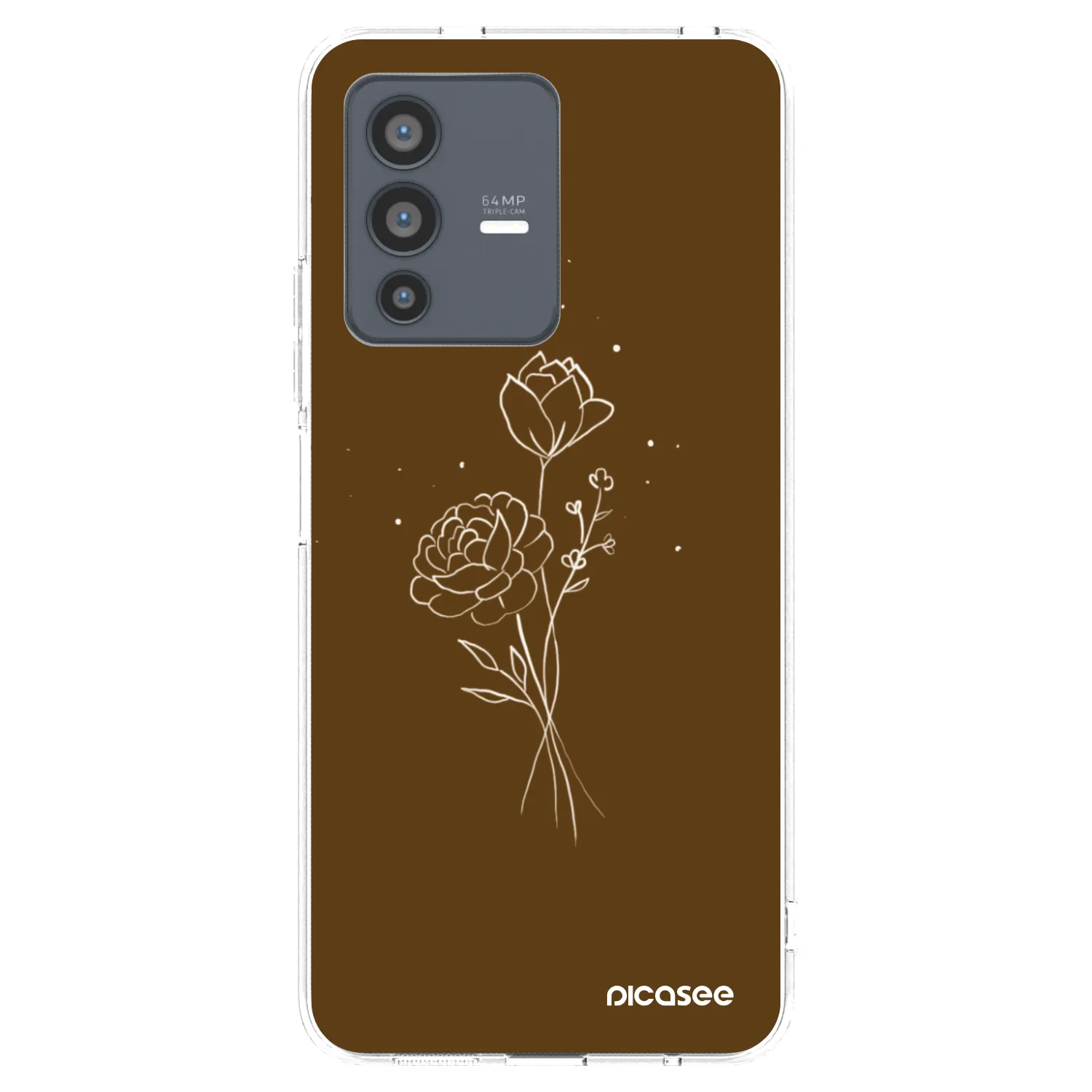 Picasee silikonska prozirna maskica za Vivo V23 5G - Brown flowers