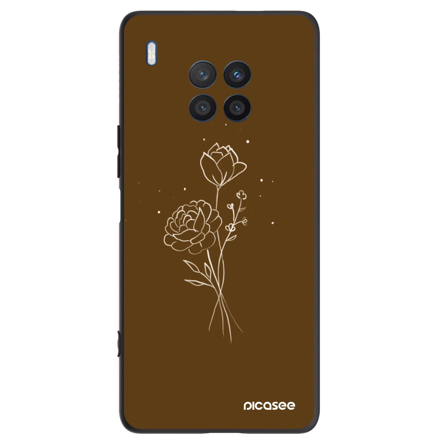 Picasee crna silikonska maskica za Honor 50 Lite - Brown flowers