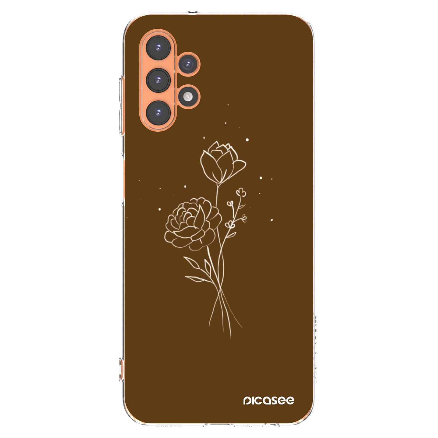 Picasee silikonska prozirna maskica za Samsung Galaxy A13 4G A135 - Brown flowers