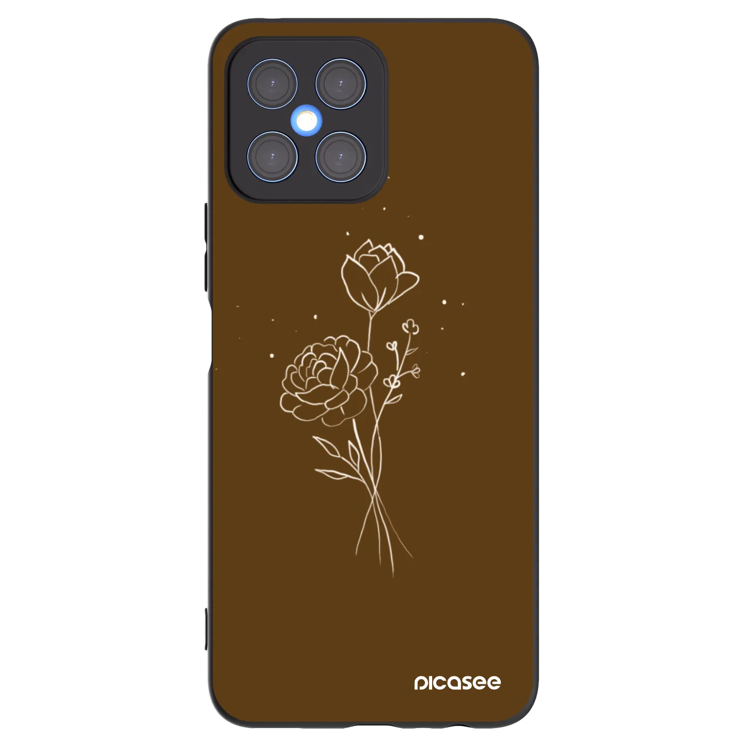Picasee crna silikonska maskica za Honor X8 4G - Brown flowers