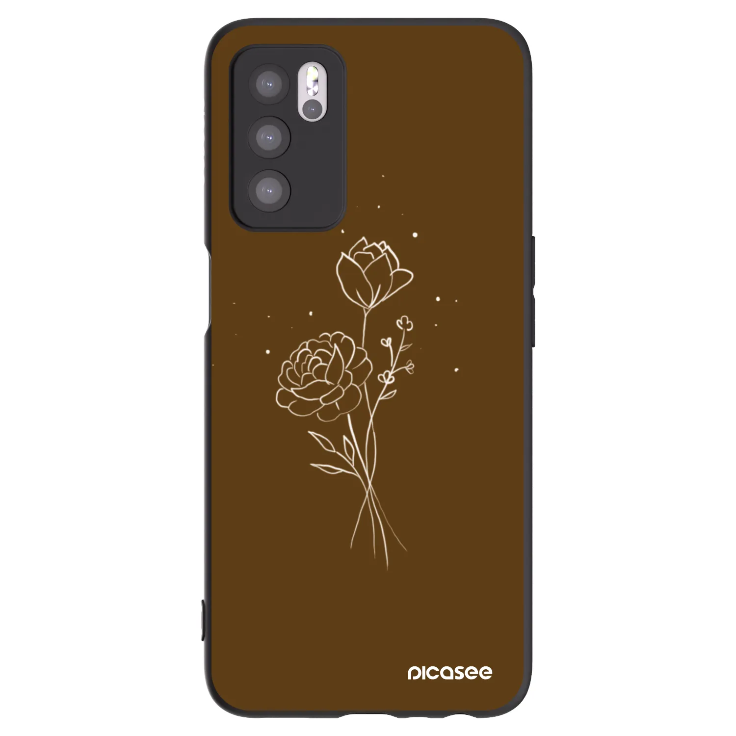 Picasee crna silikonska maskica za OPPO A16 - Brown flowers