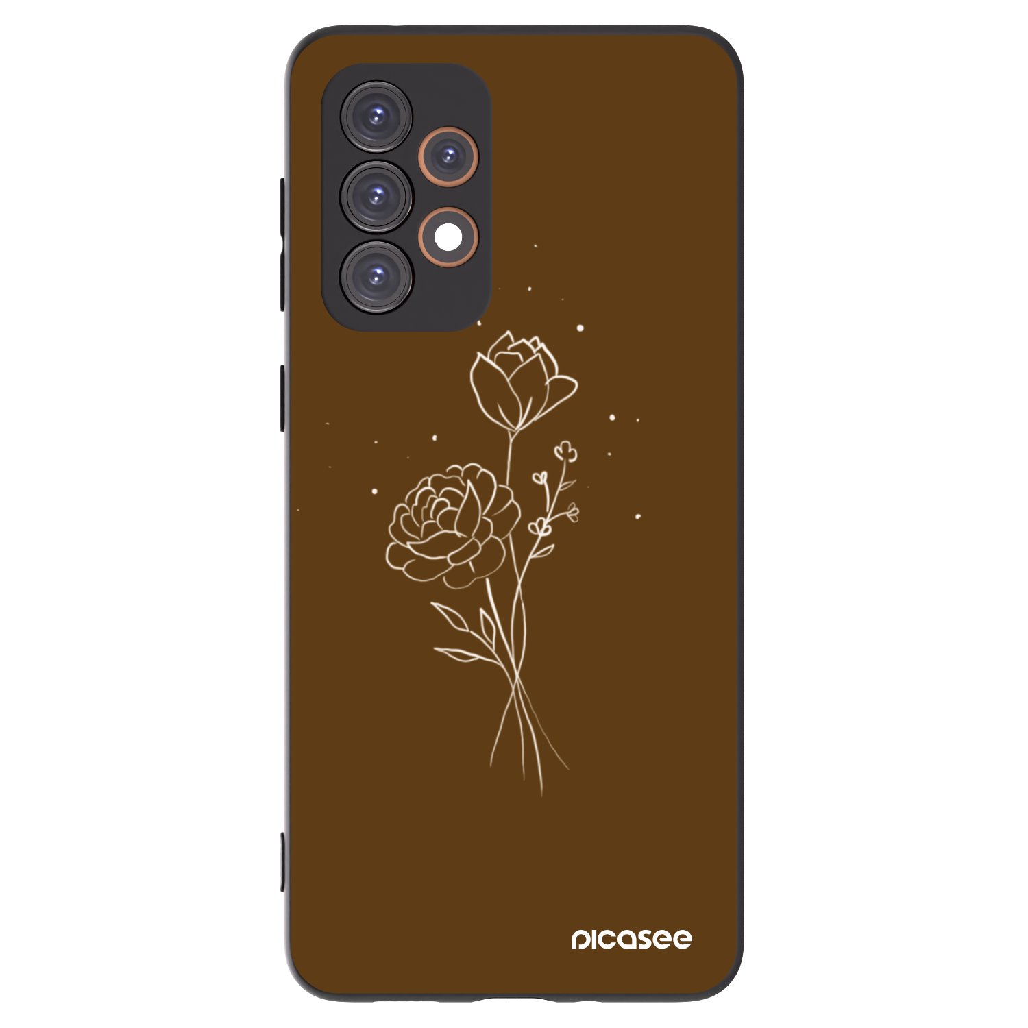Picasee crna silikonska maskica za Samsung Galaxy A33 5G A336 - Brown flowers