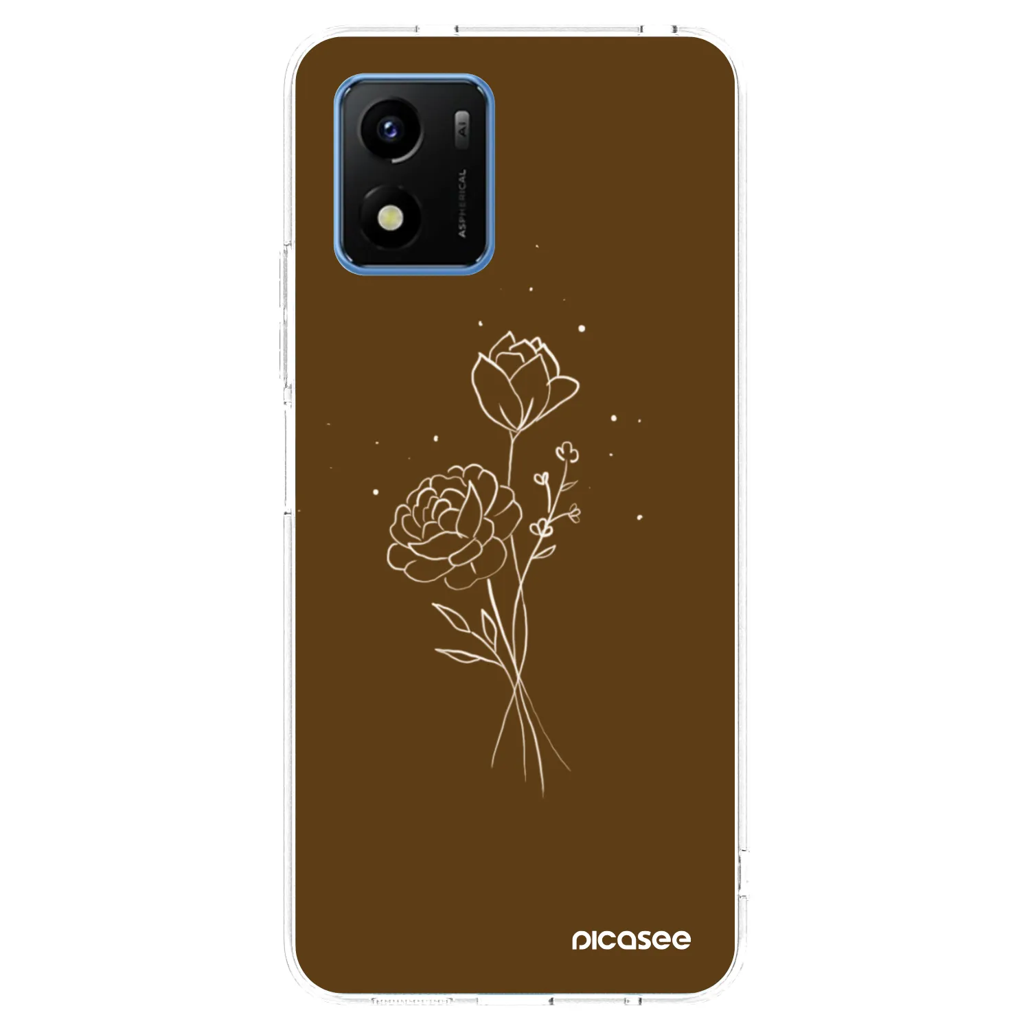 Picasee silikonska prozirna maskica za Vivo Y01 - Brown flowers