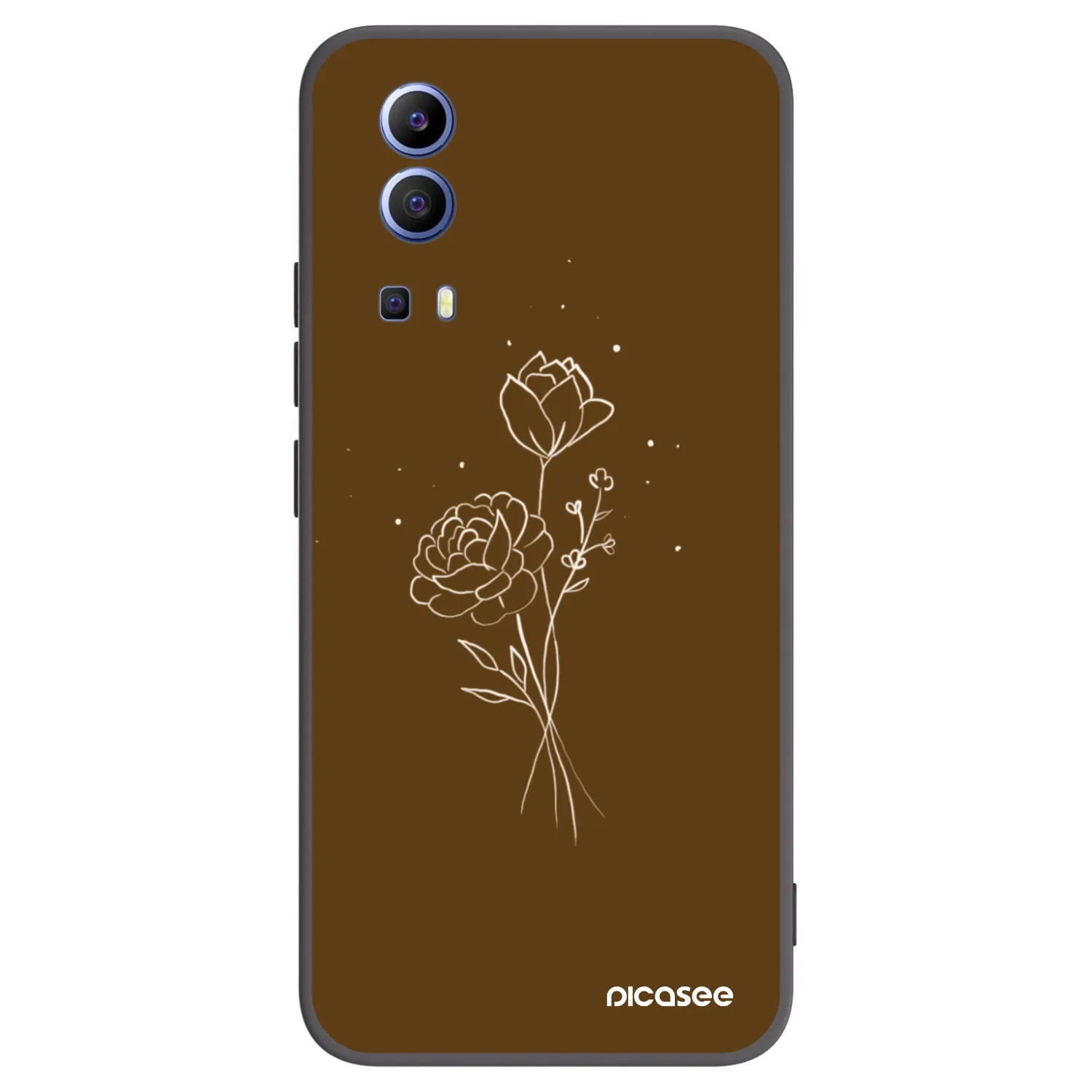 Picasee crna silikonska maskica za Vivo Y52 5G - Brown flowers