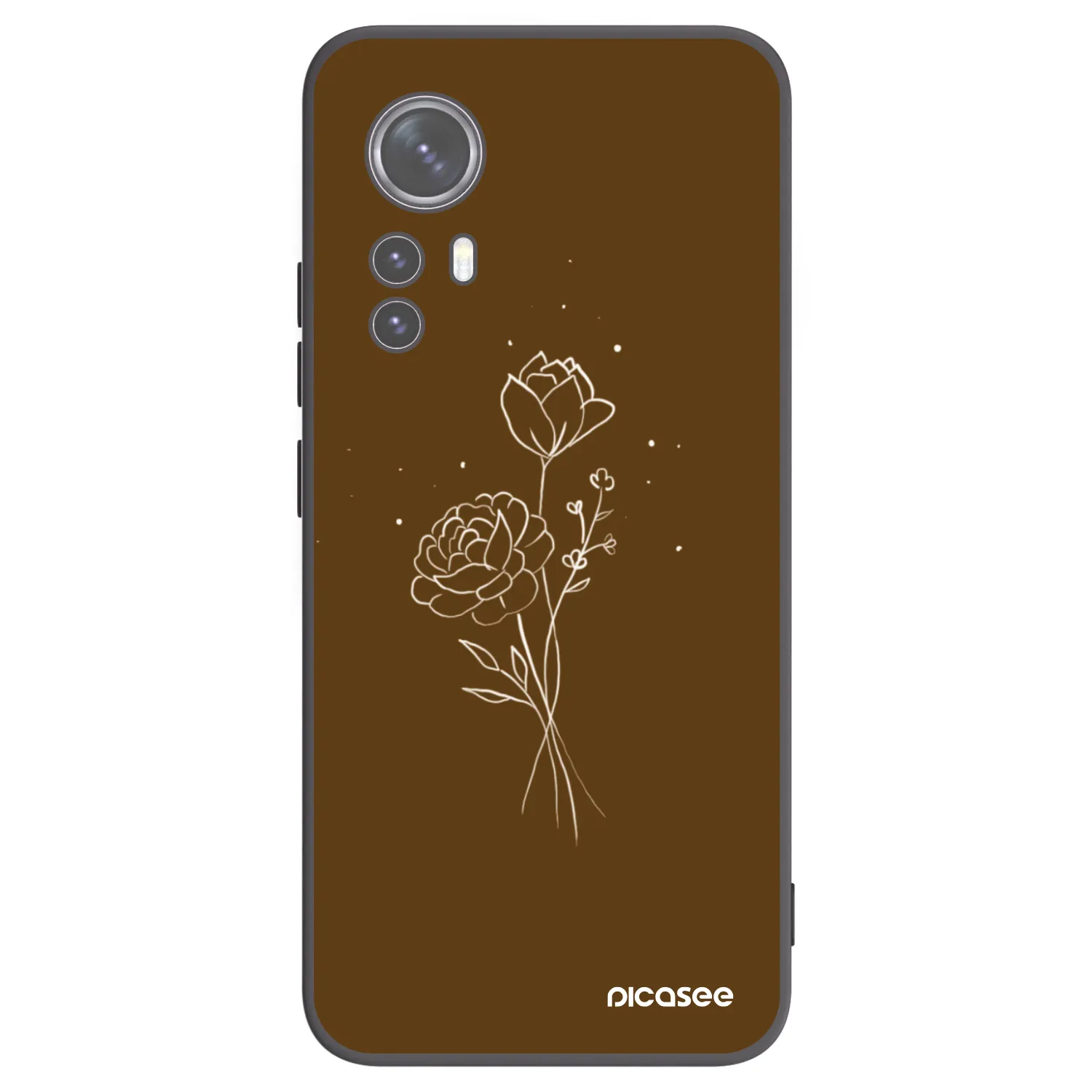 Picasee crna silikonska maskica za Xiaomi 12X - Brown flowers
