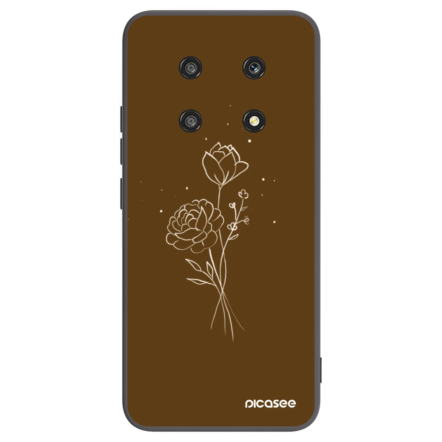Picasee crna silikonska maskica za Honor Magic4 Lite 5G - Brown flowers