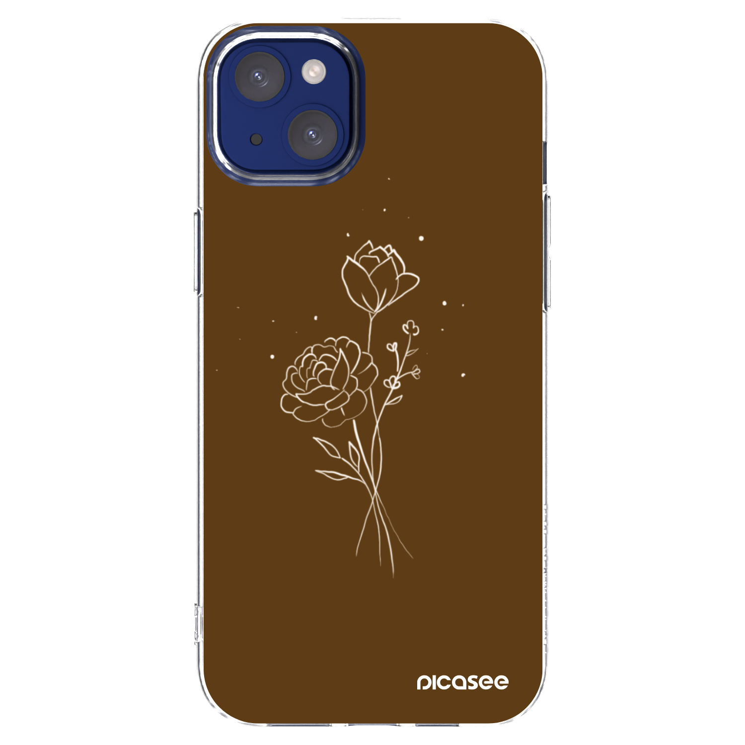 Picasee silikonska prozirna maskica za Apple iPhone 14 Plus - Brown flowers