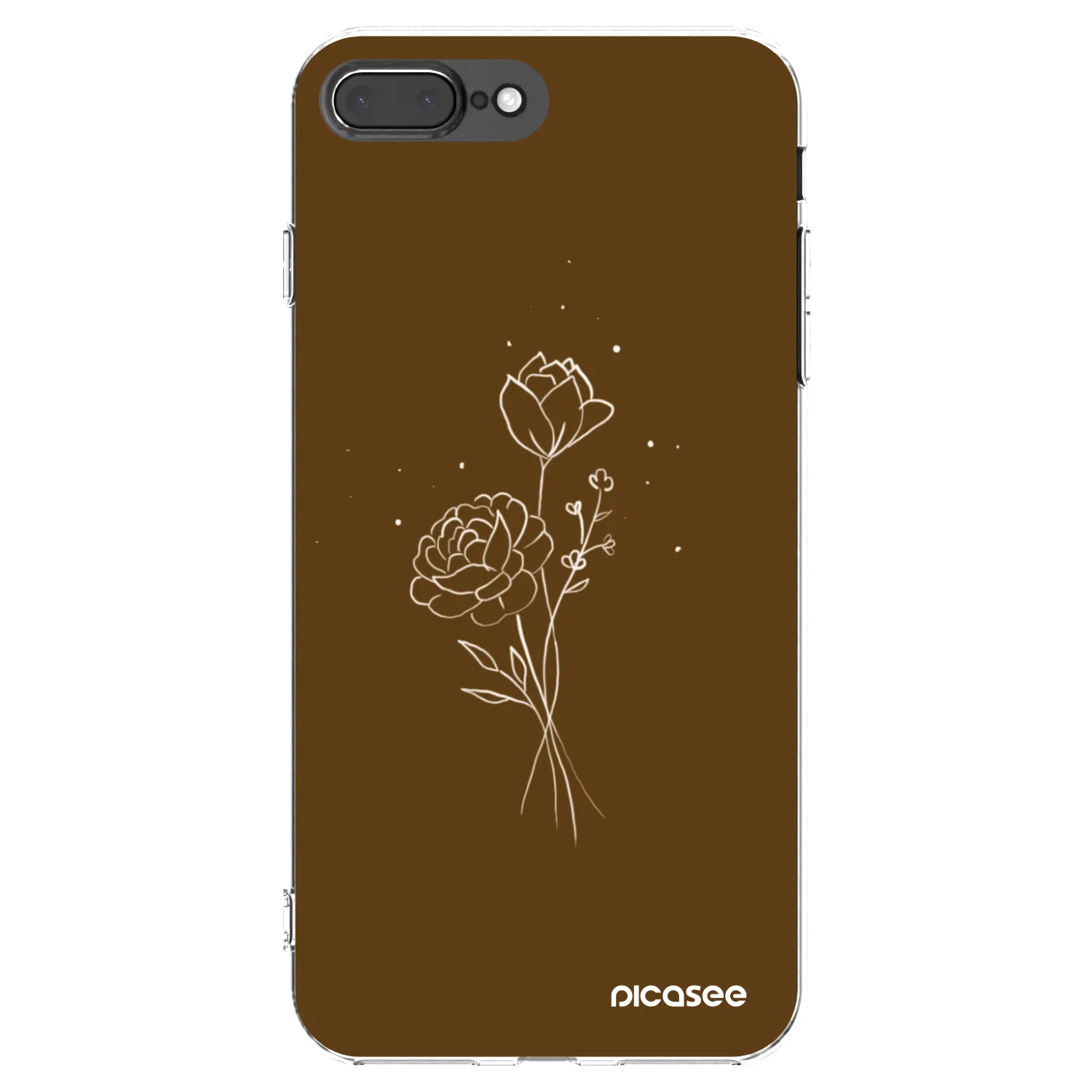 Picasee silikonska prozirna maskica za Apple iPhone 8 Plus - Brown flowers