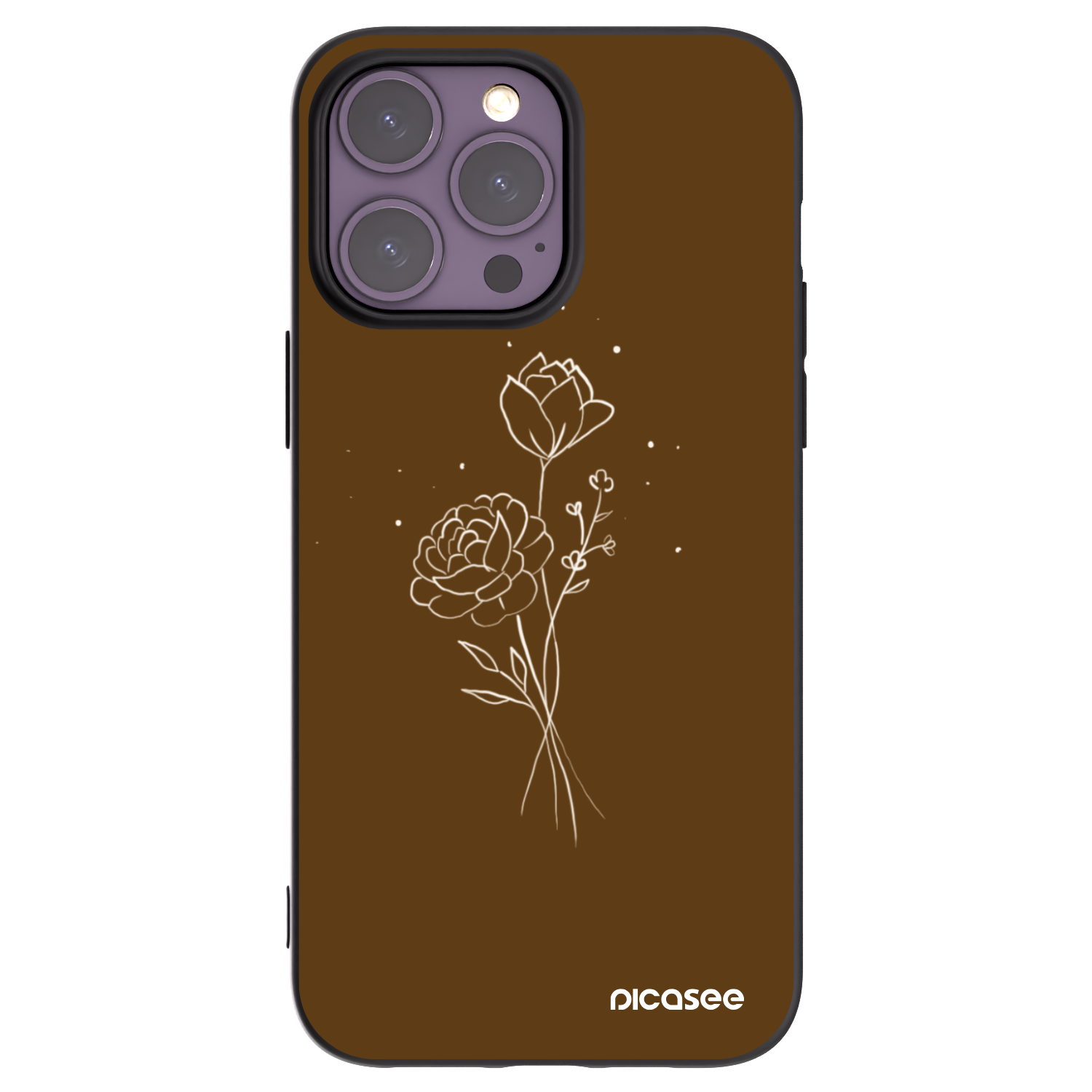 Picasee crna silikonska maskica za Apple iPhone 14 Pro Max - Brown flowers