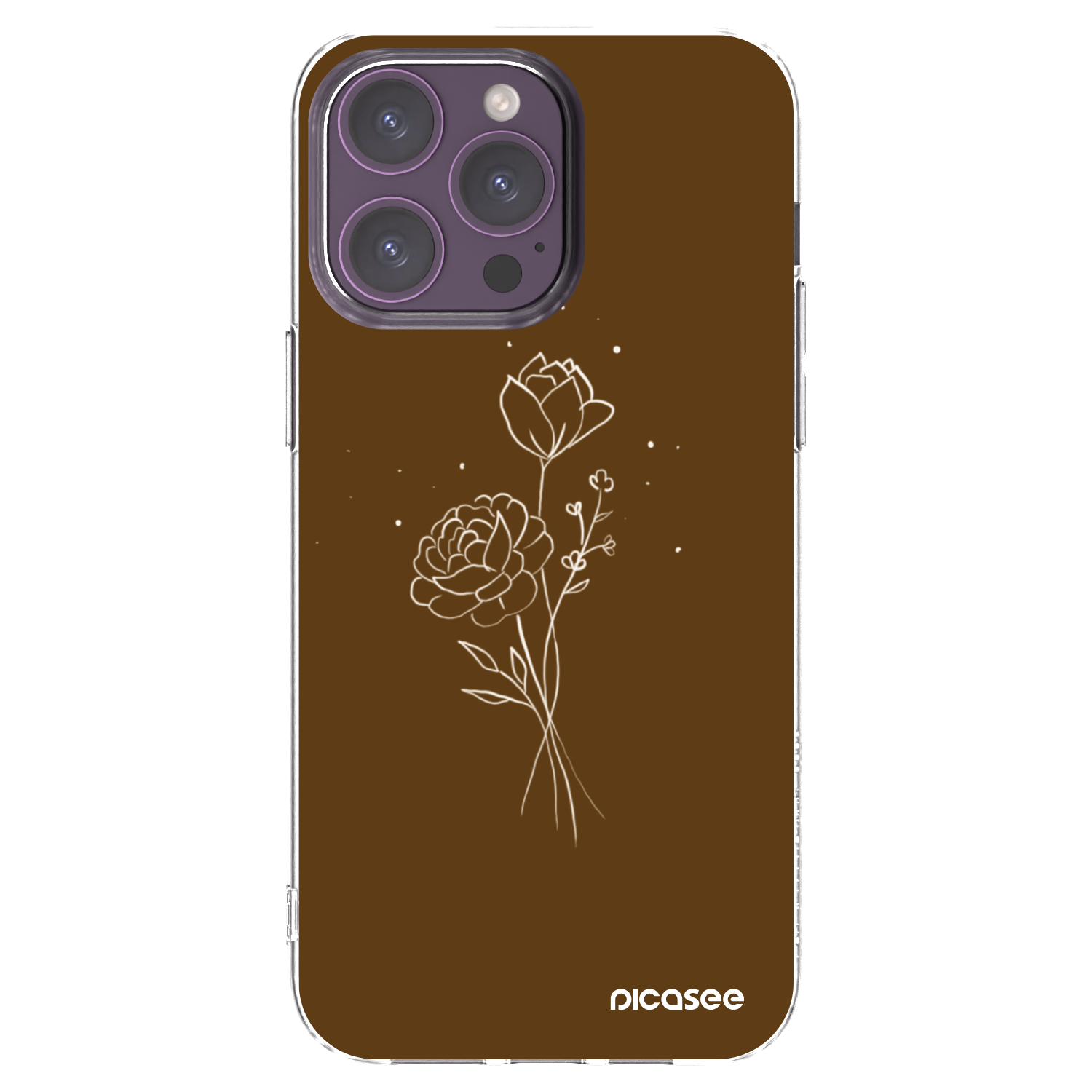 Picasee silikonska prozirna maskica za Apple iPhone 14 Pro Max - Brown flowers