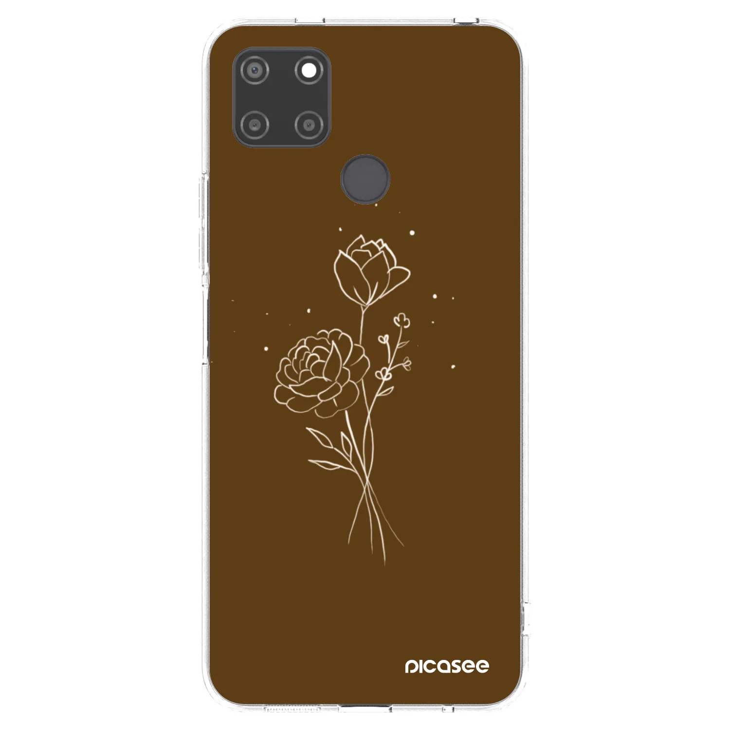 Picasee silikonska prozirna maskica za Realme C21Y - Brown flowers