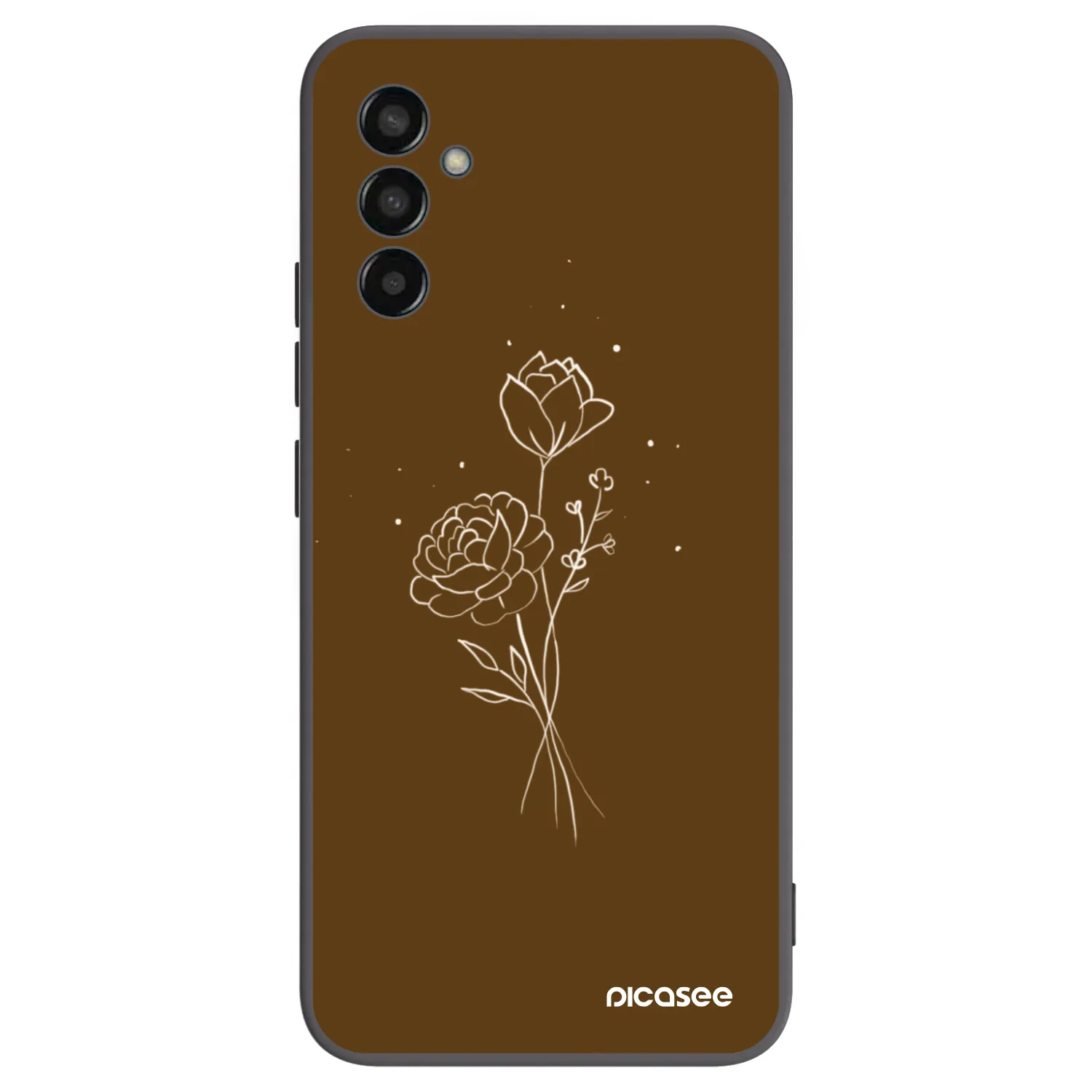 Picasee crna silikonska maskica za Samsung Galaxy M13 M135F - Brown flowers