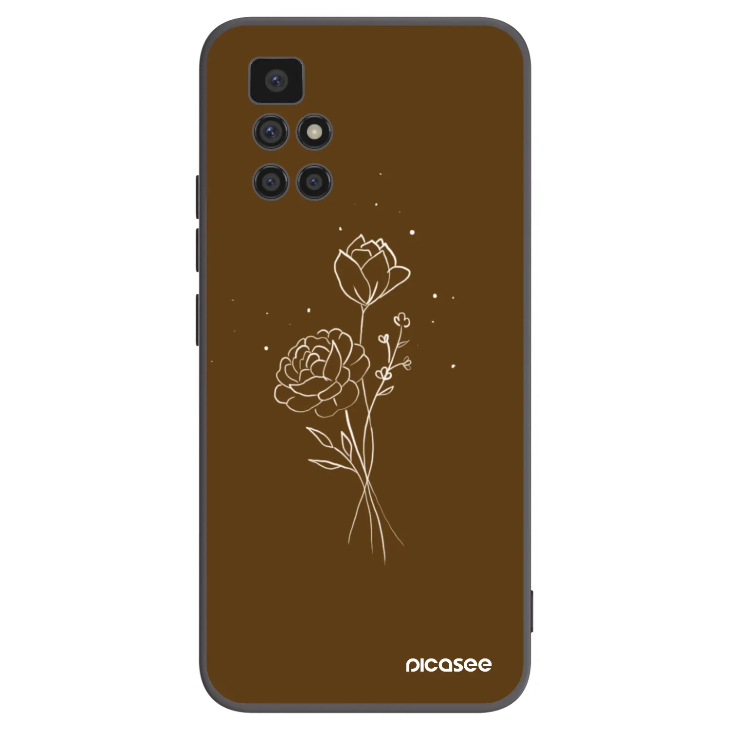 Picasee crna silikonska maskica za Xiaomi Redmi 10 (2022) - Brown flowers